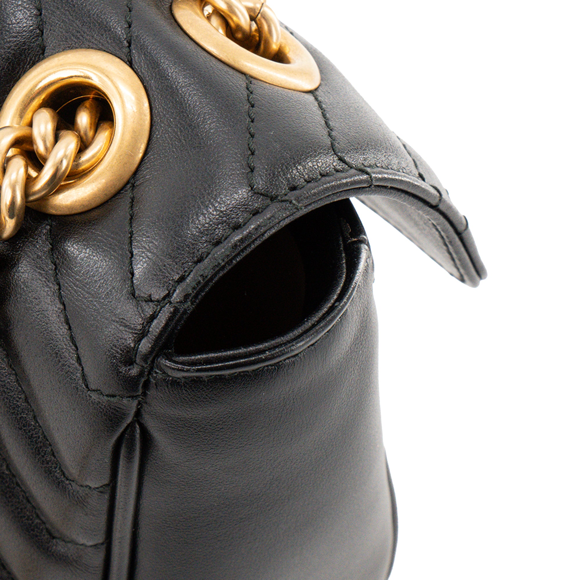 GUCCI - Sac à épaule GG Marmont Medium Gucci en cuir lisse noir