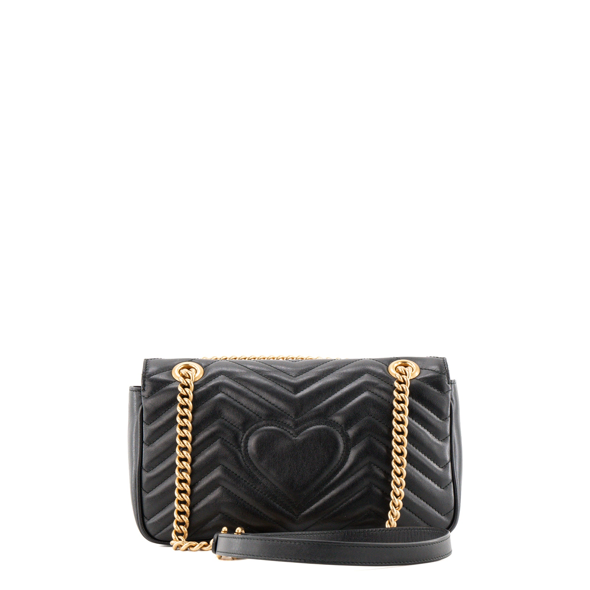 GUCCI - Sac à épaule GG Marmont Medium Gucci en cuir lisse noir