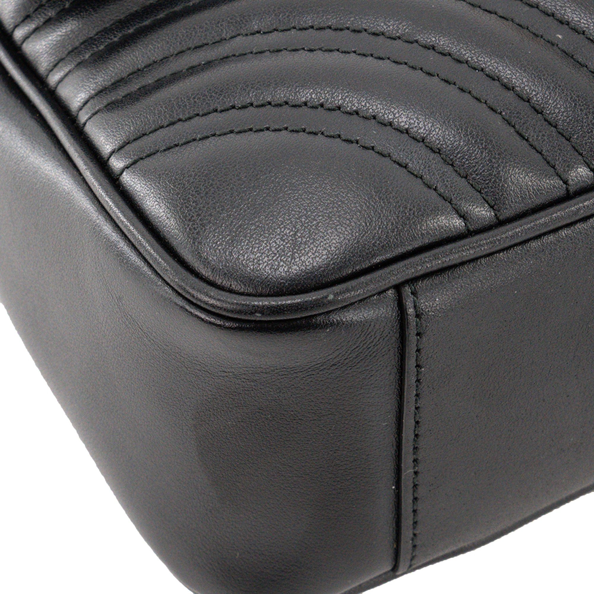 GUCCI - Sac à épaule GG Marmont Medium Gucci en cuir lisse noir