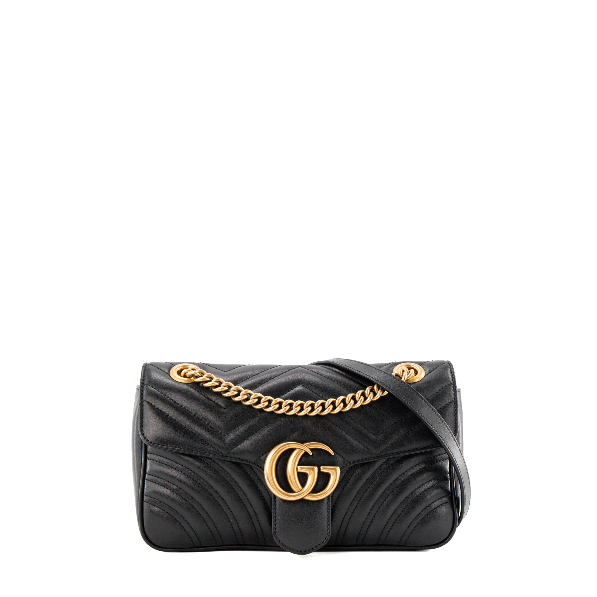 GUCCI - Sac à épaule GG Marmont Medium Gucci en cuir lisse noir