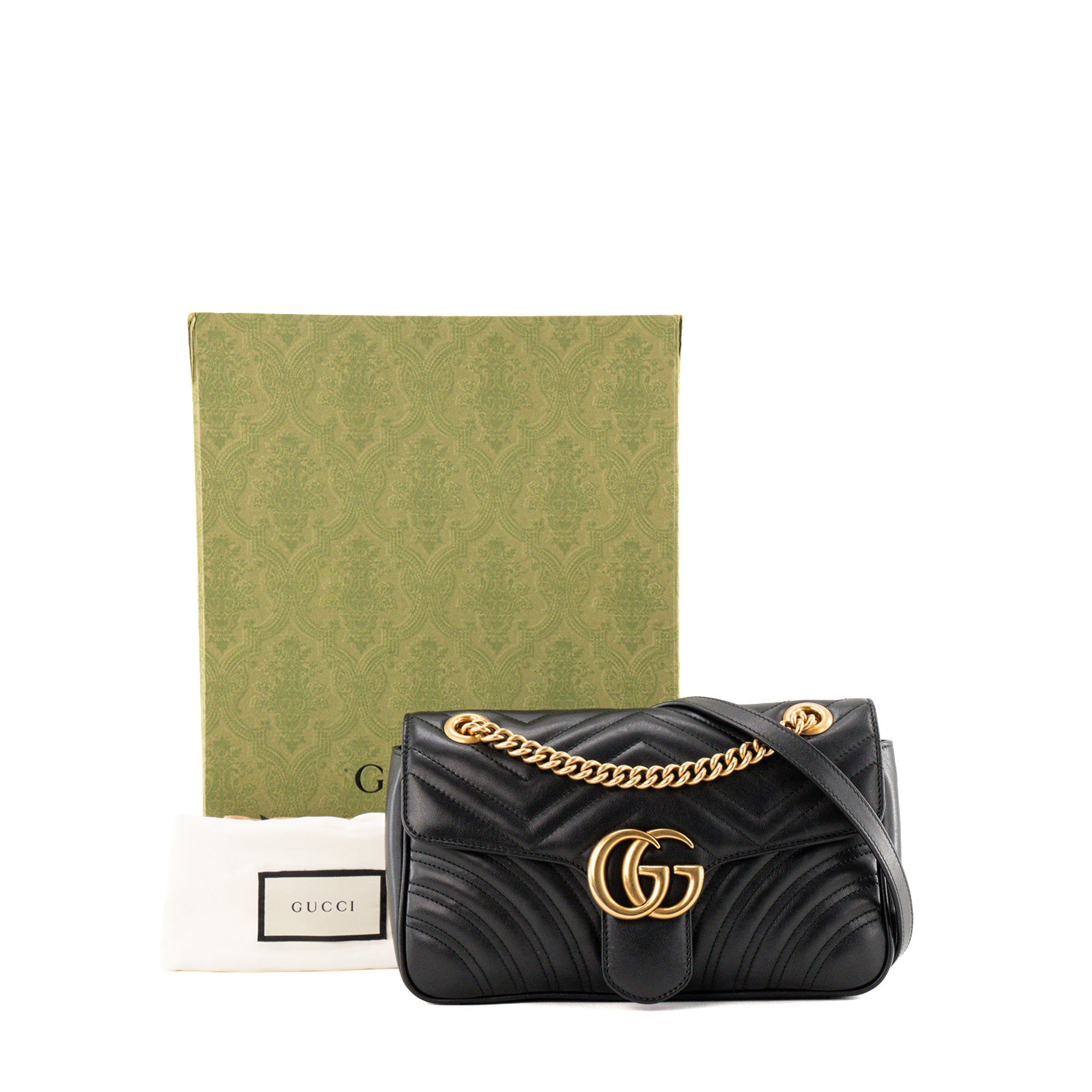 GUCCI - Sac à épaule GG Marmont Medium Gucci en cuir lisse noir