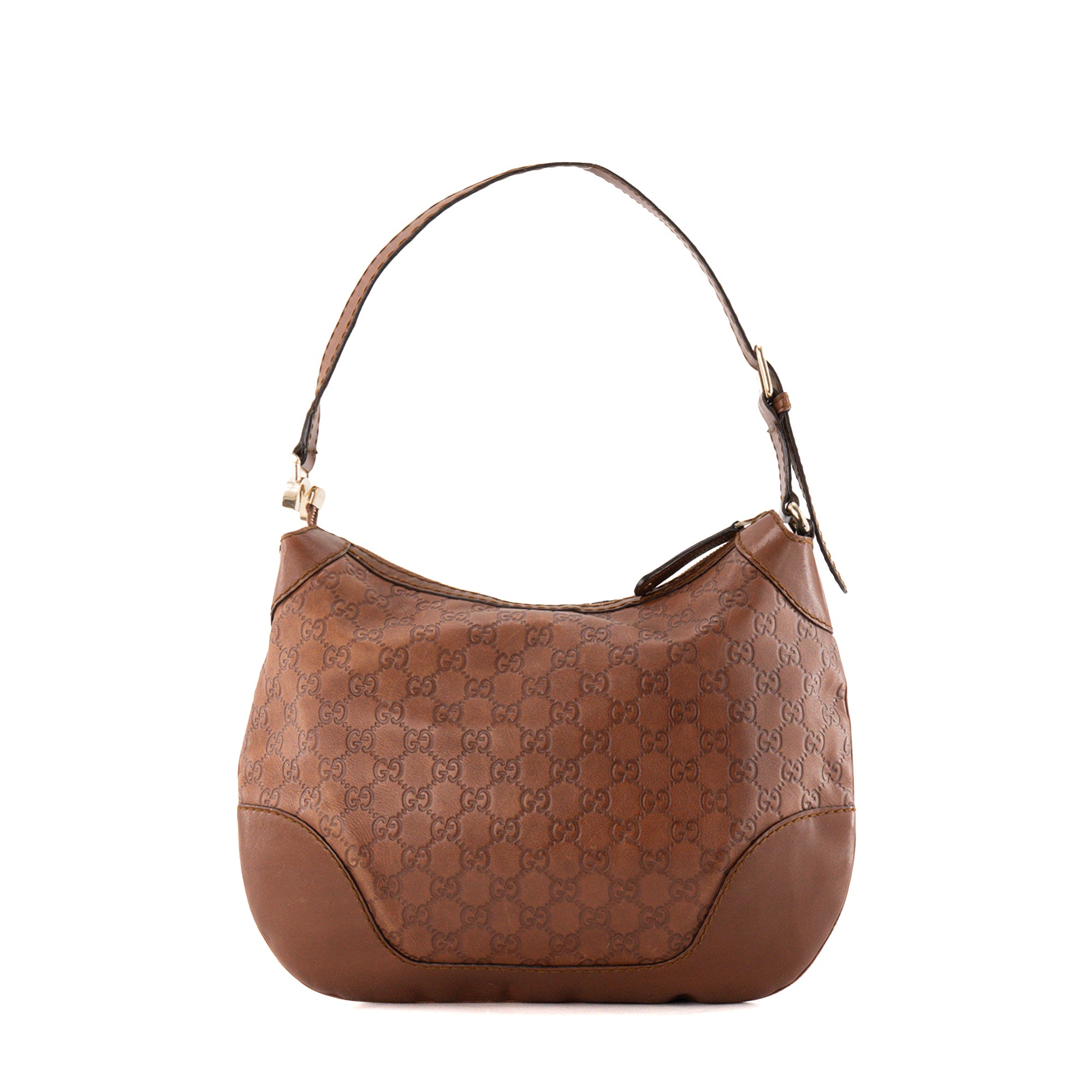 GUCCI - Gucci shoulder bag in vintage brown embossed leather