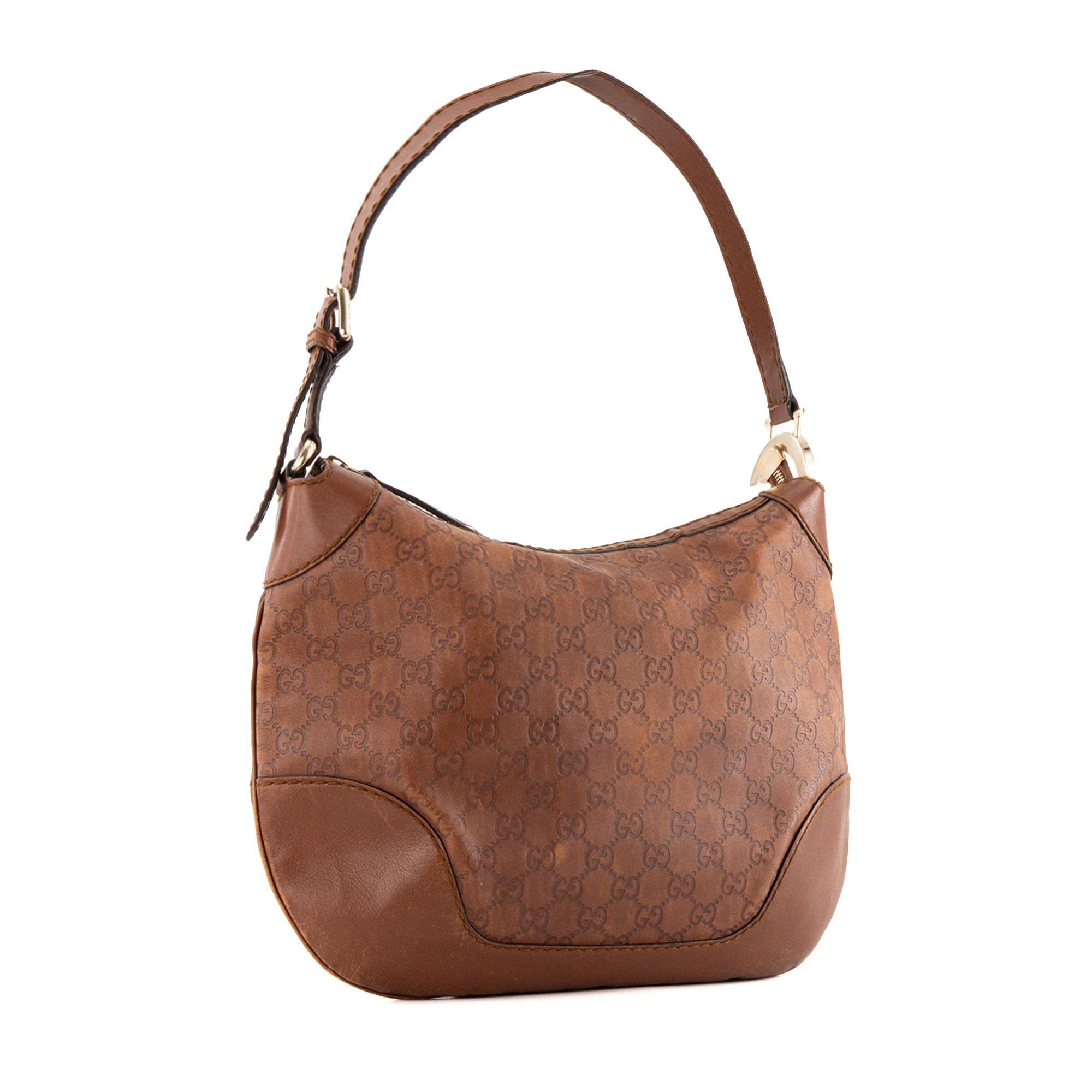 GUCCI - Gucci shoulder bag in vintage brown embossed leather