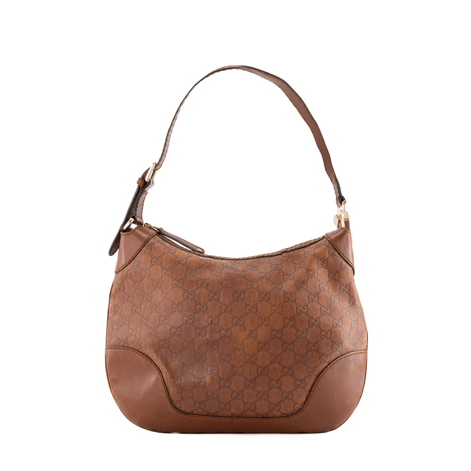 GUCCI - Gucci shoulder bag in vintage brown embossed leather