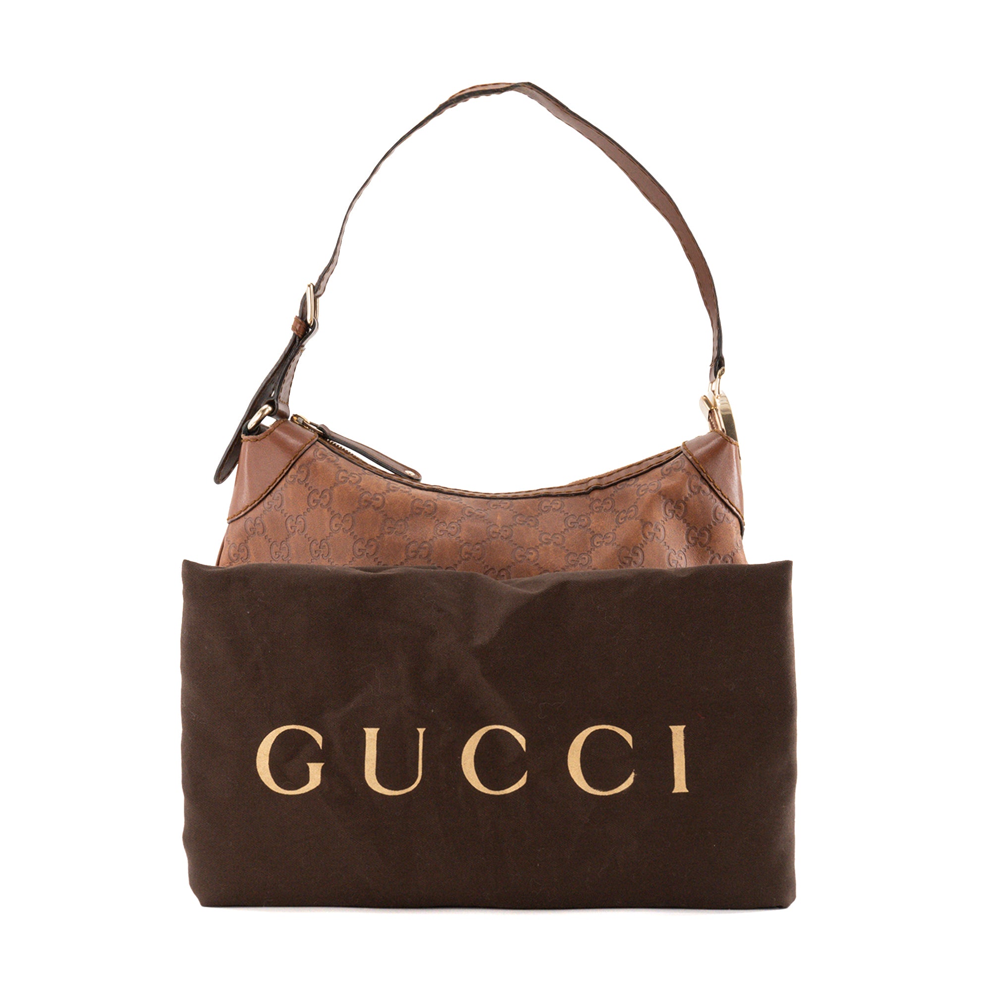 GUCCI - Gucci shoulder bag in vintage brown embossed leather