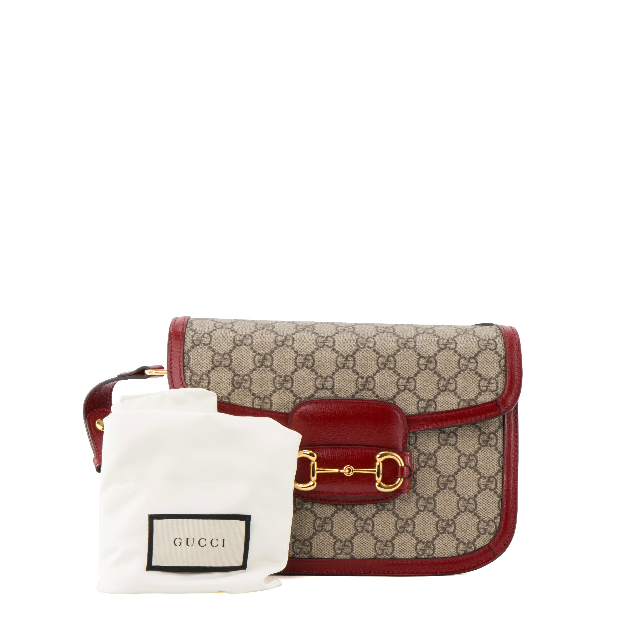 GUCCI - Sac à épaule Horsebit 1955 Gucci en toile enduite et cuir rouge