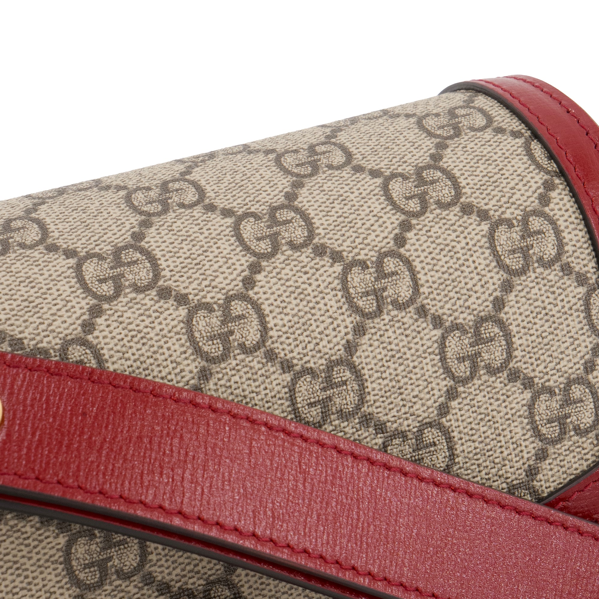 GUCCI - Sac à épaule Horsebit 1955 Gucci en toile enduite et cuir rouge