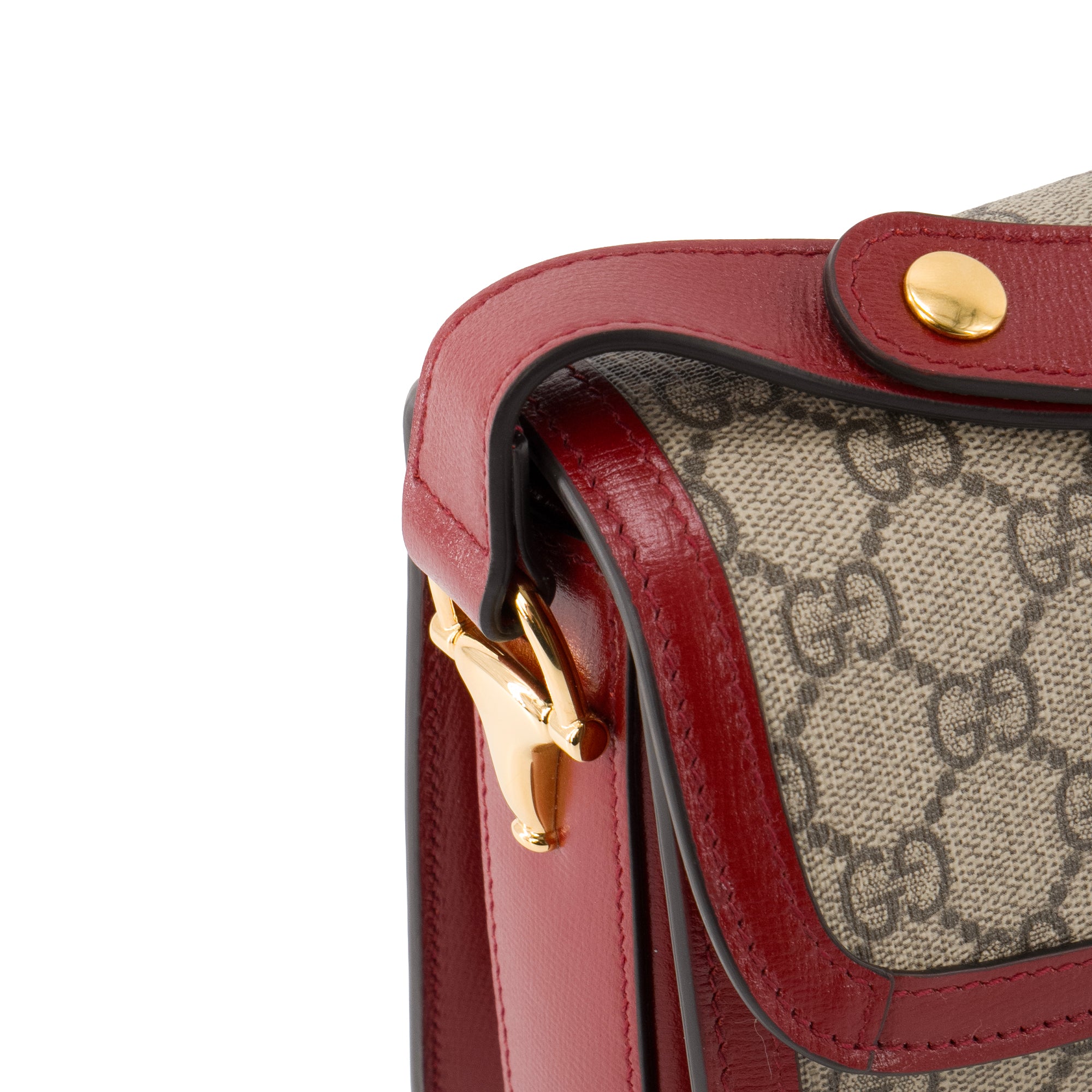 GUCCI - Sac à épaule Horsebit 1955 Gucci en toile enduite et cuir rouge