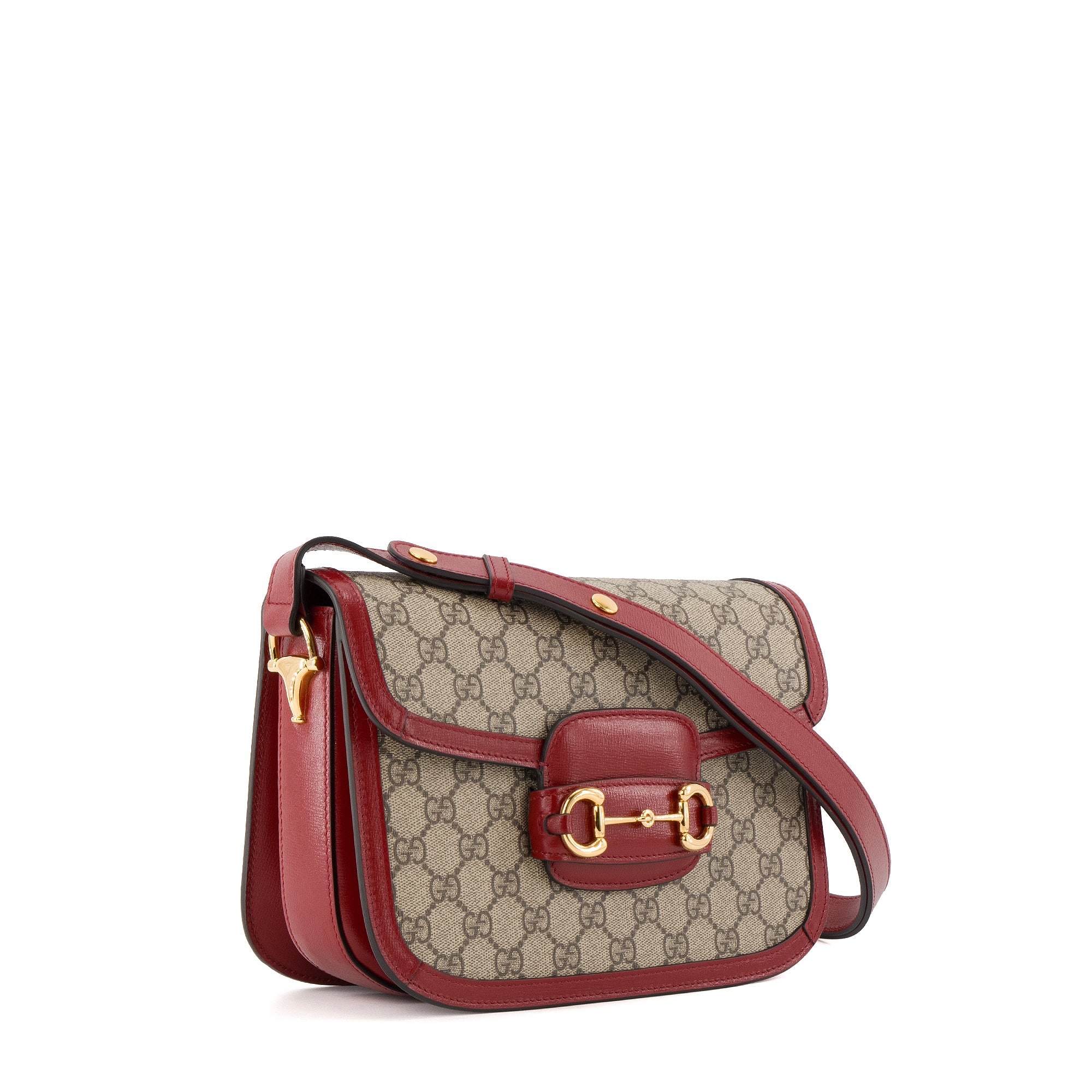 GUCCI - Sac à épaule Horsebit 1955 Gucci en toile enduite et cuir rouge