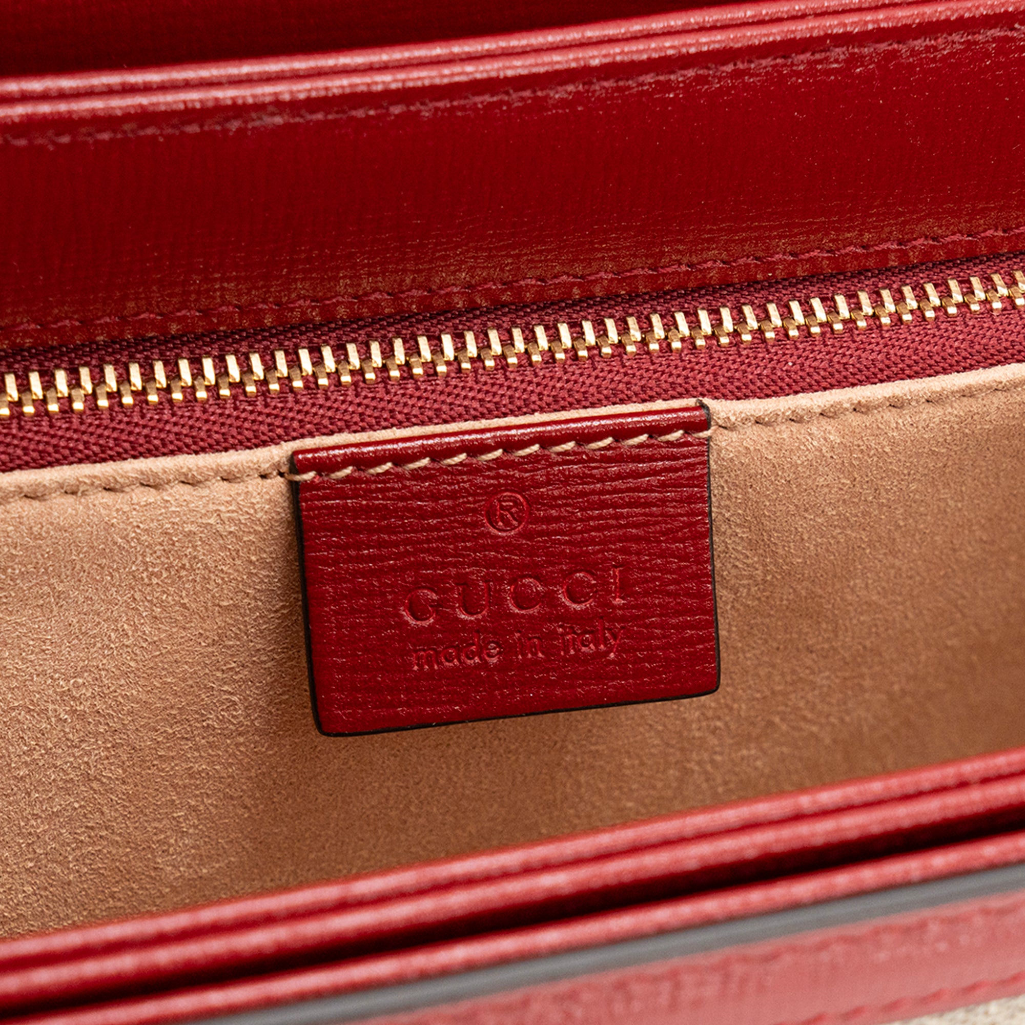 GUCCI - Sac à bandoulière Horsebit 1955 Gucci en toile enduite monogrammée et cuir rouge