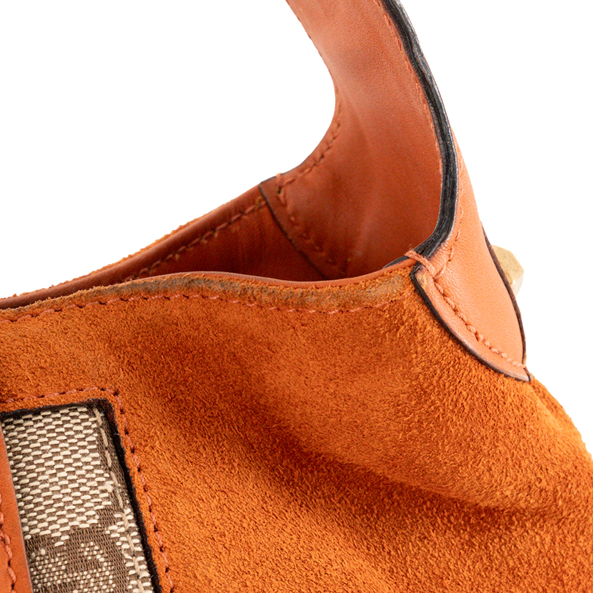 GUCCI - Sac à épaule Jackie Gucci en toile monogrammée marron et daim orange vintage