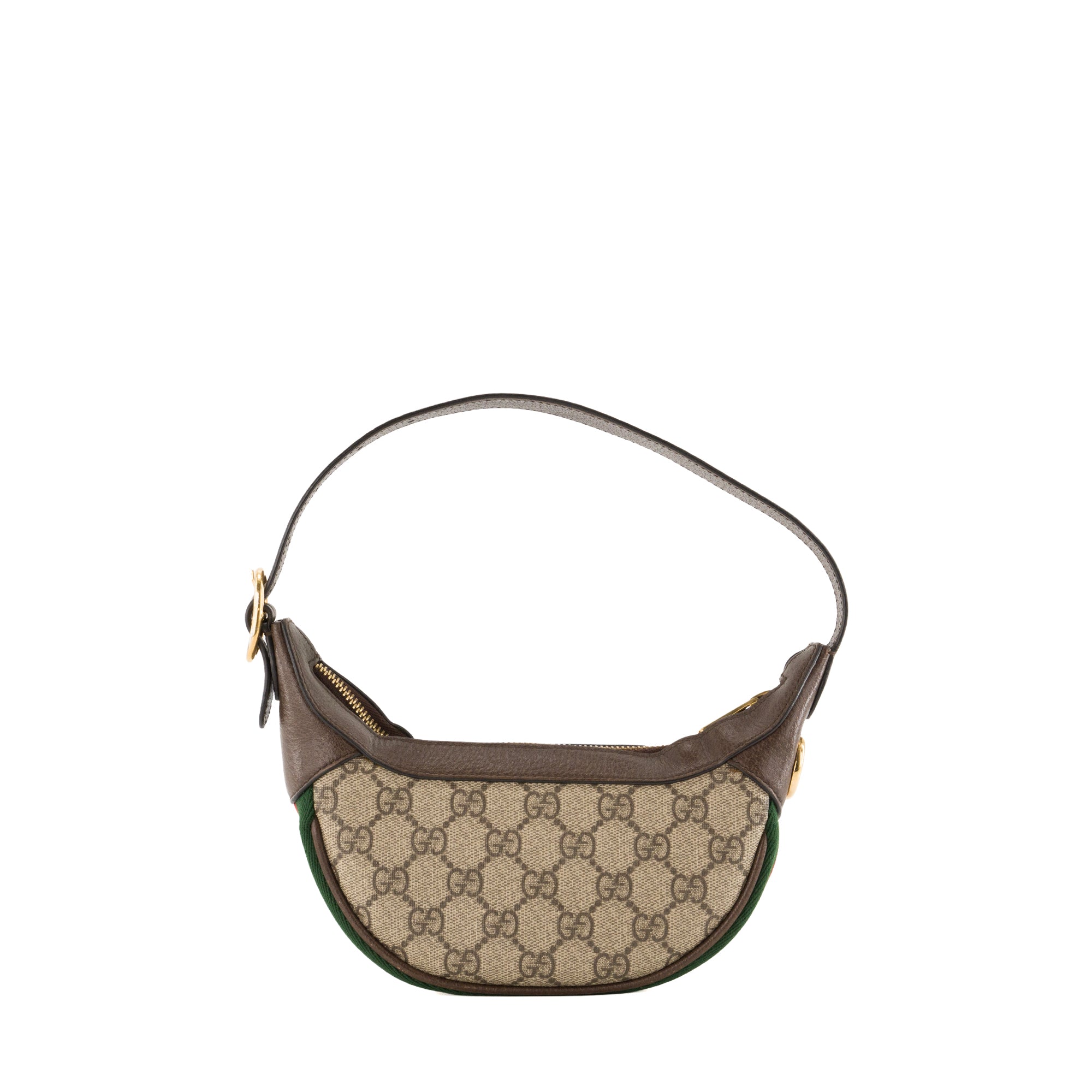 GUCCI - Sac à épaule Ophidia mini Gucci en toile enduite monogrammée marron et toile bicolore