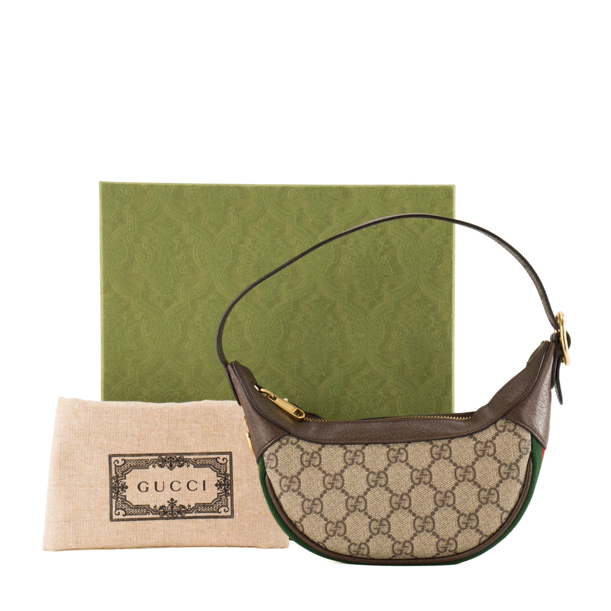 GUCCI - Sac à épaule Ophidia mini Gucci en toile enduite monogrammée marron et toile bicolore