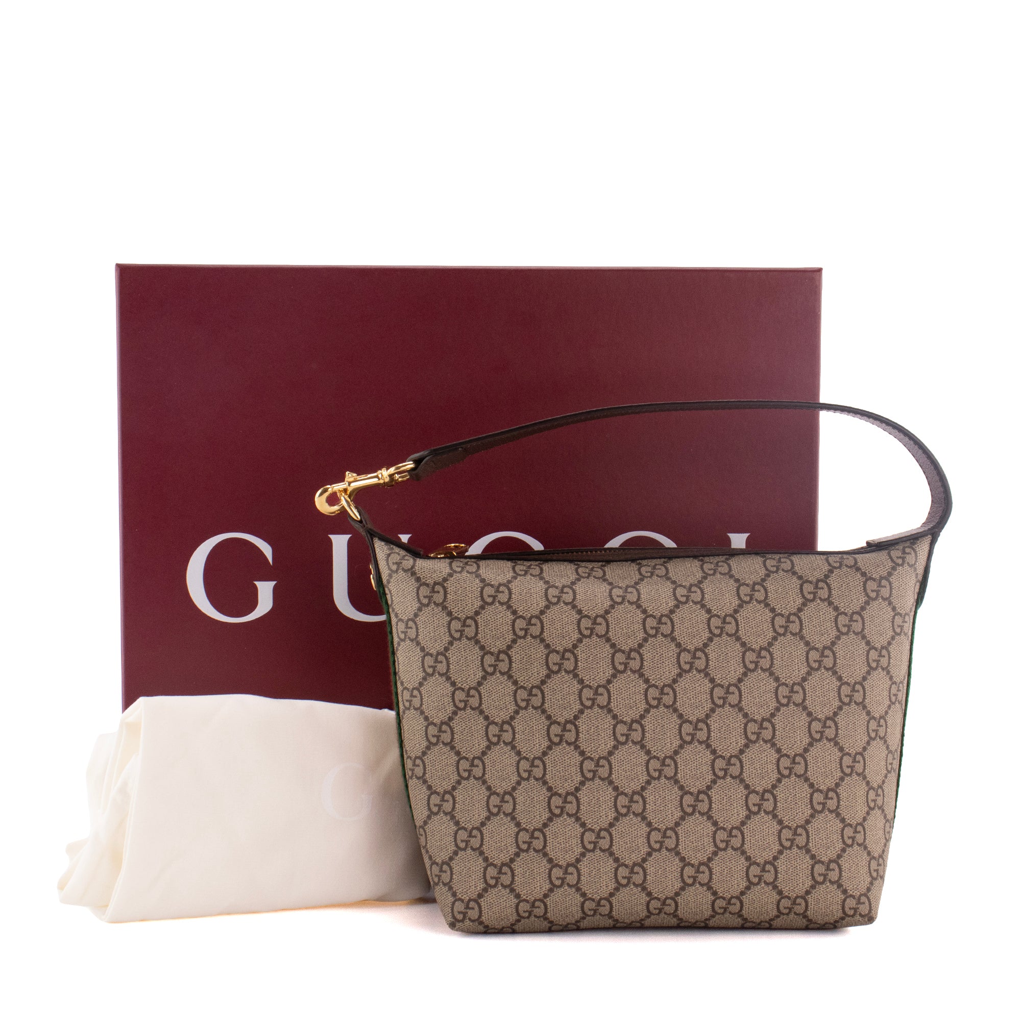 GUCCI - Sac à épaule Ophidia mini Gucci en toile monogrammée et cuir marron