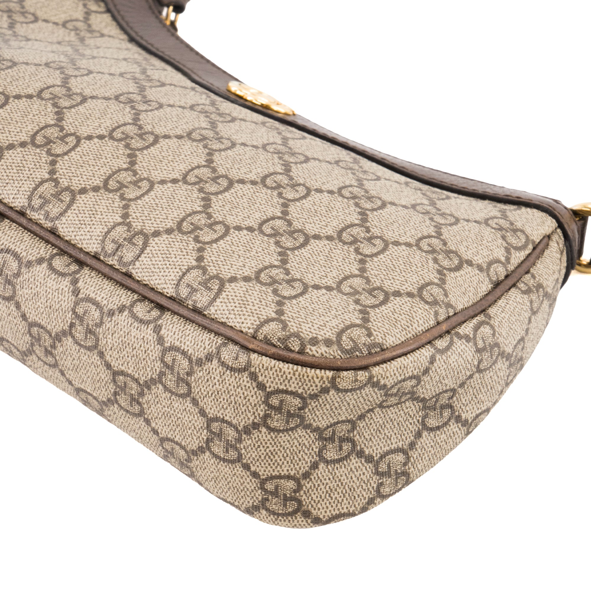 GUCCI - Sac à épaule Ophidia Shoulder small Gucci en toile enduite monogrammée et cuir marron