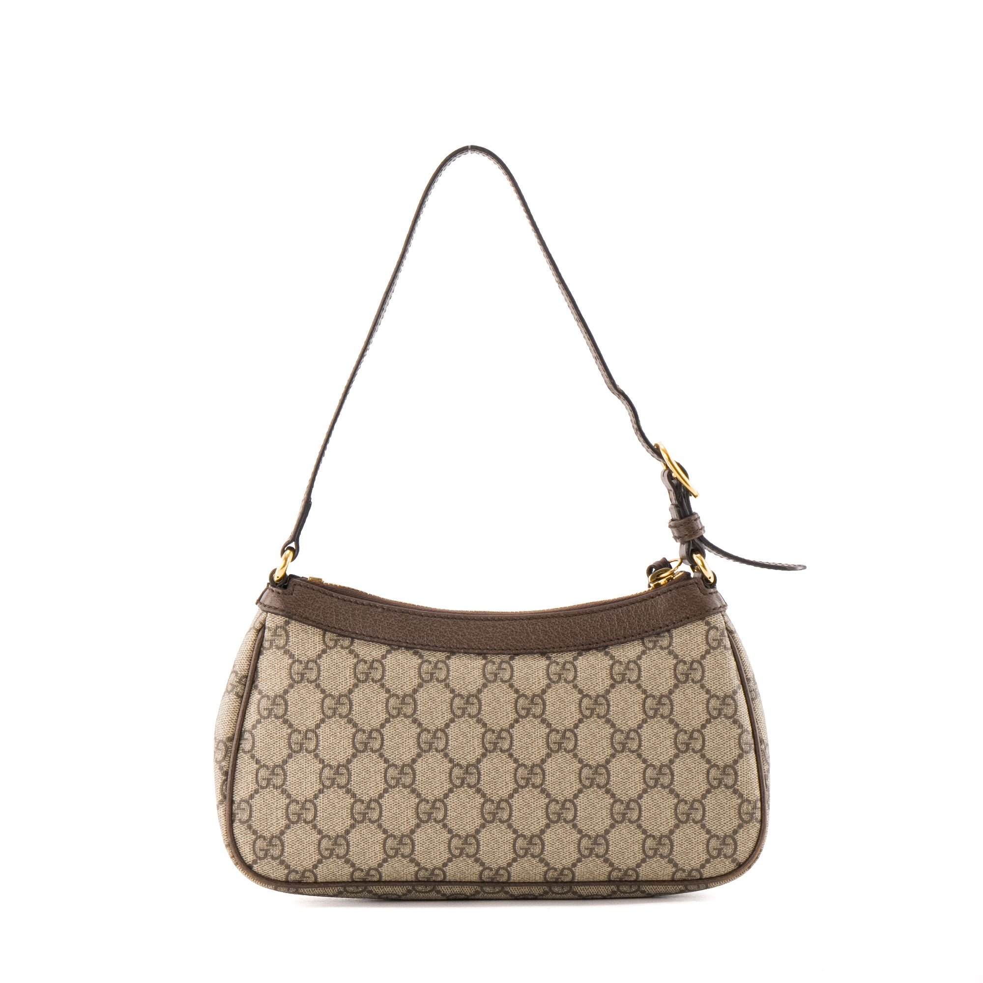 GUCCI - Sac à épaule Ophidia Shoulder small Gucci en toile enduite monogrammée et cuir marron