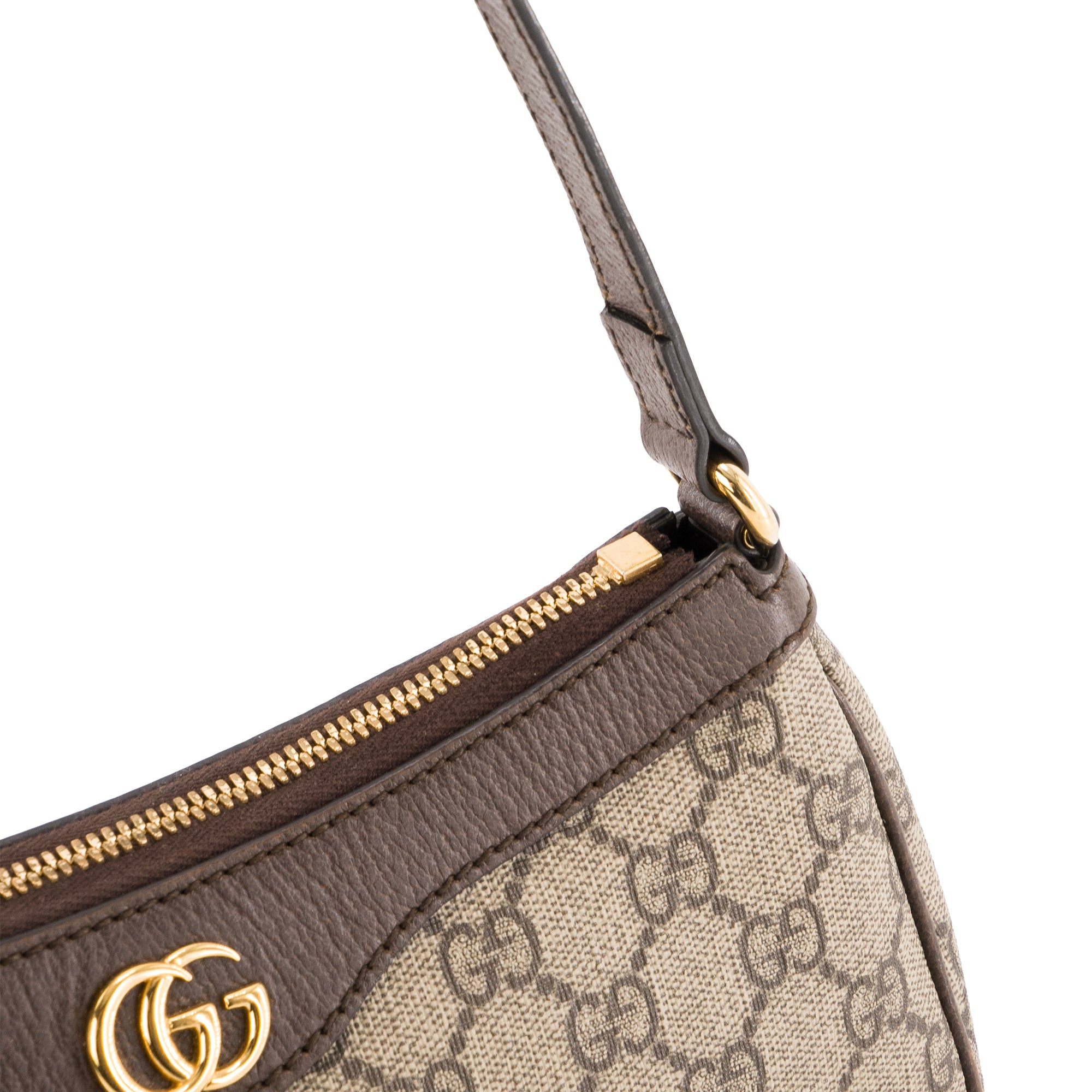 GUCCI - Sac à épaule Ophidia Shoulder small Gucci en toile enduite monogrammée et cuir marron