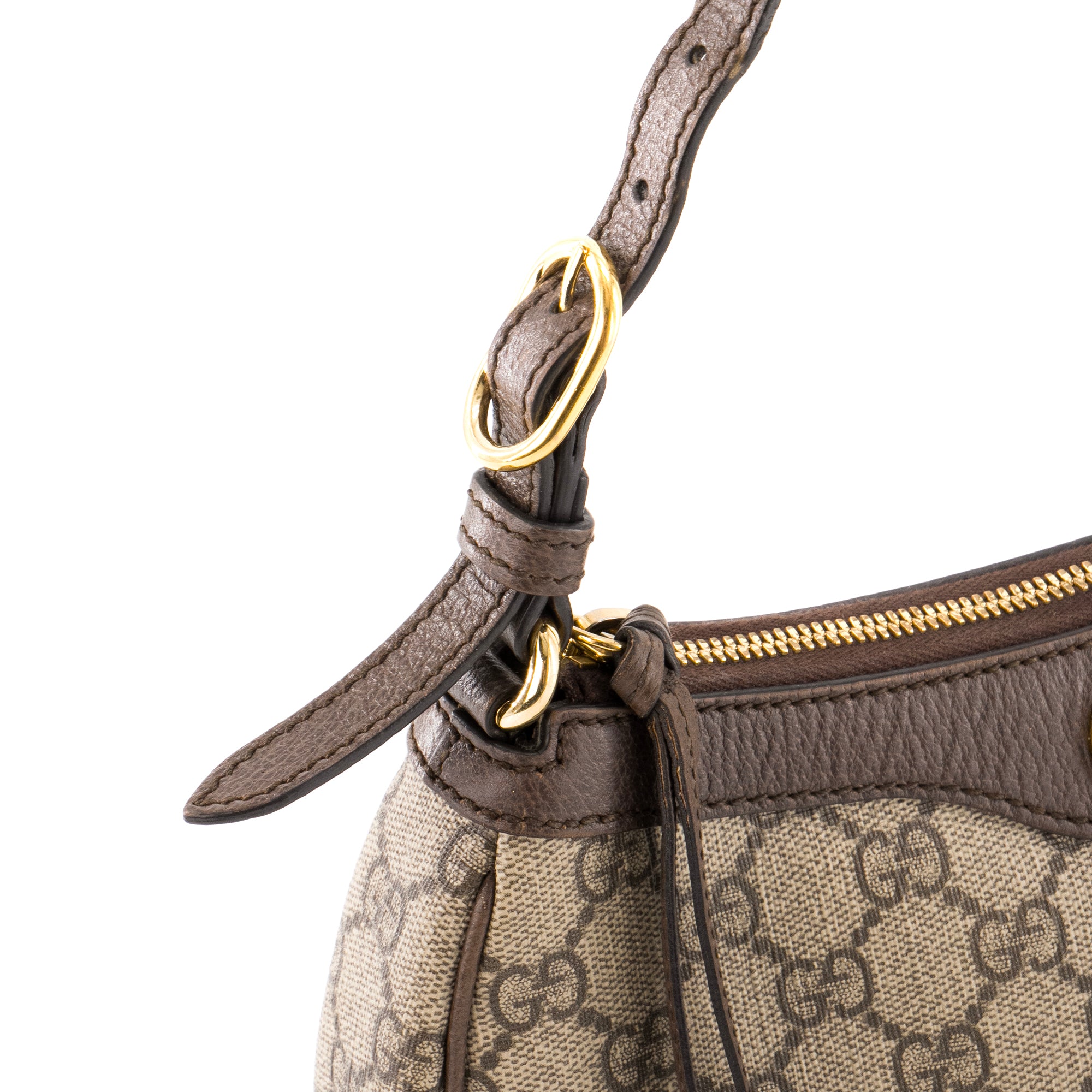 GUCCI - Sac à épaule Ophidia Shoulder small Gucci en toile enduite monogrammée et cuir marron