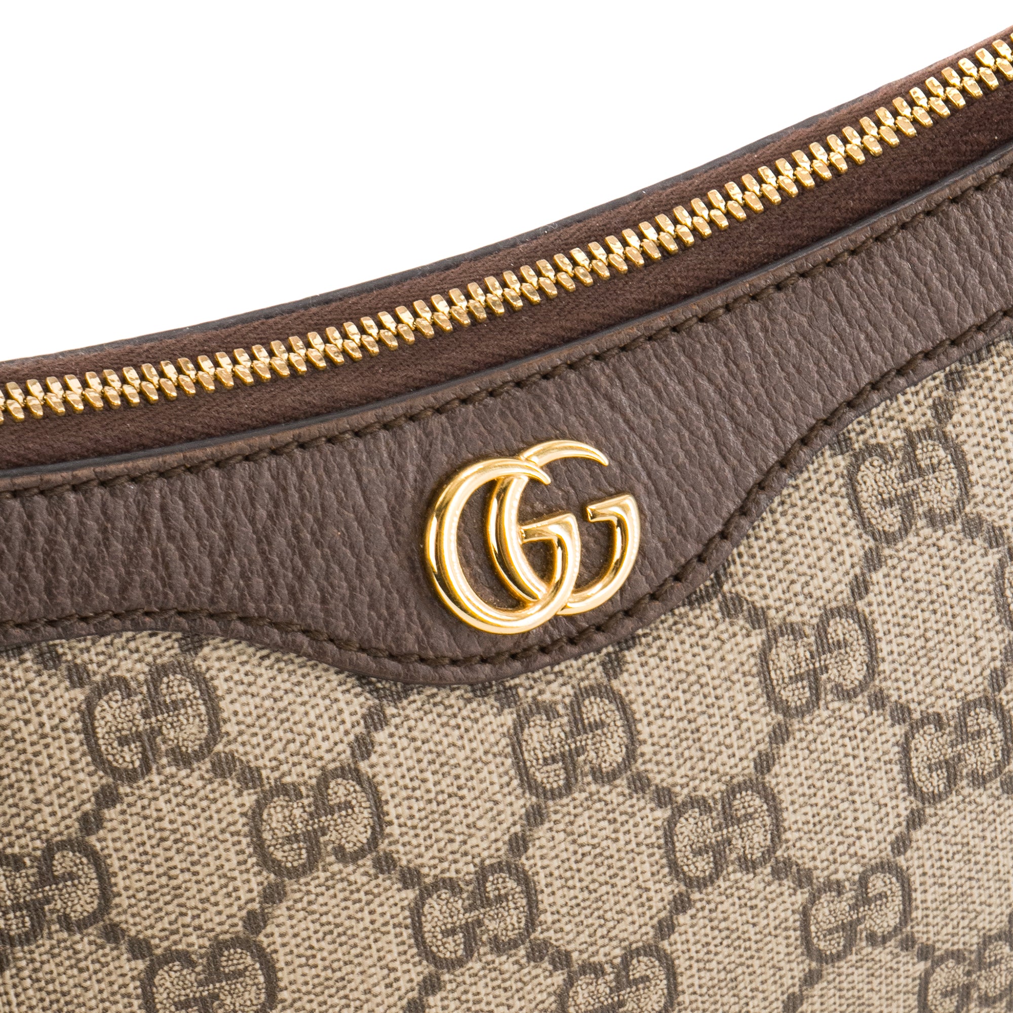 GUCCI - Sac à épaule Ophidia Shoulder small Gucci en toile enduite monogrammée et cuir marron