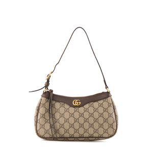 GUCCI - Sac à épaule Ophidia Shoulder small Gucci en toile enduite monogrammée et cuir marron