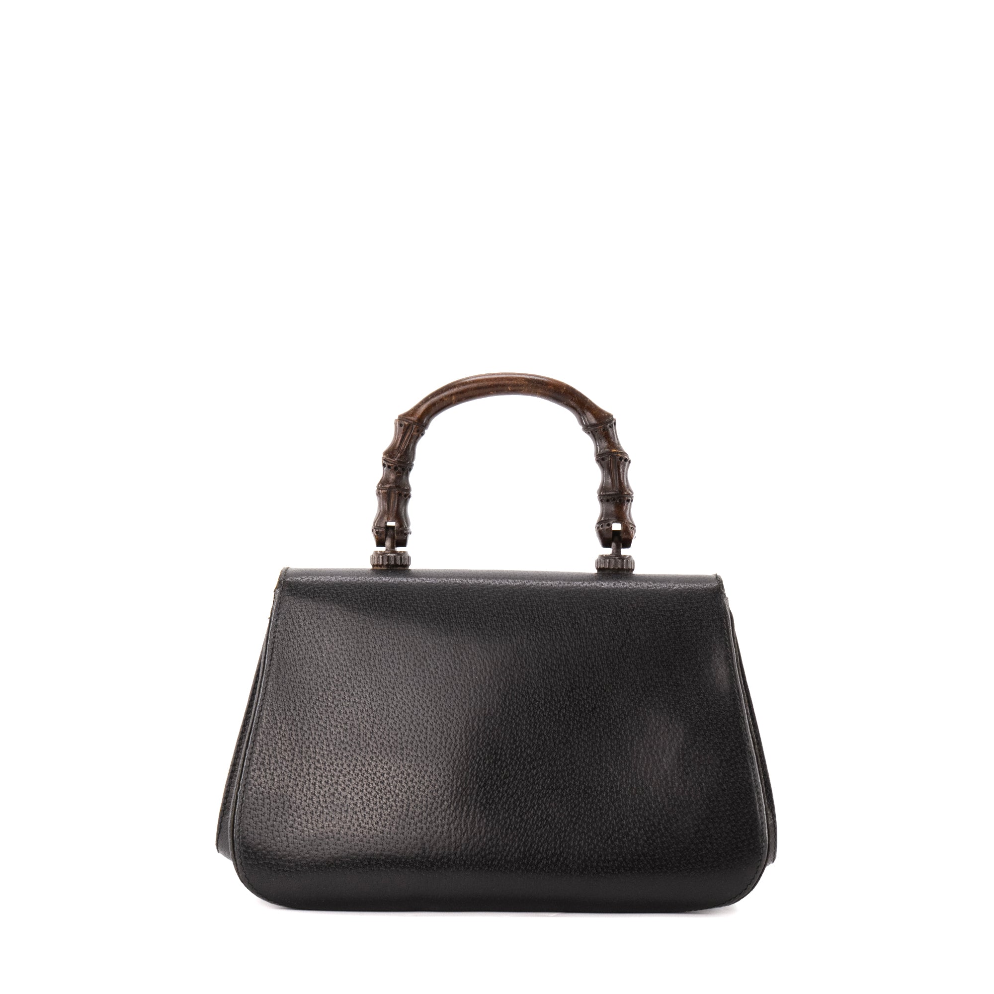 GUCCI - Sac à main Bamboo Gucci en cuir grainé noir