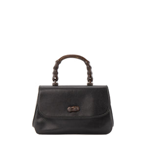 GUCCI - Sac à main Bamboo Gucci en cuir grainé noir