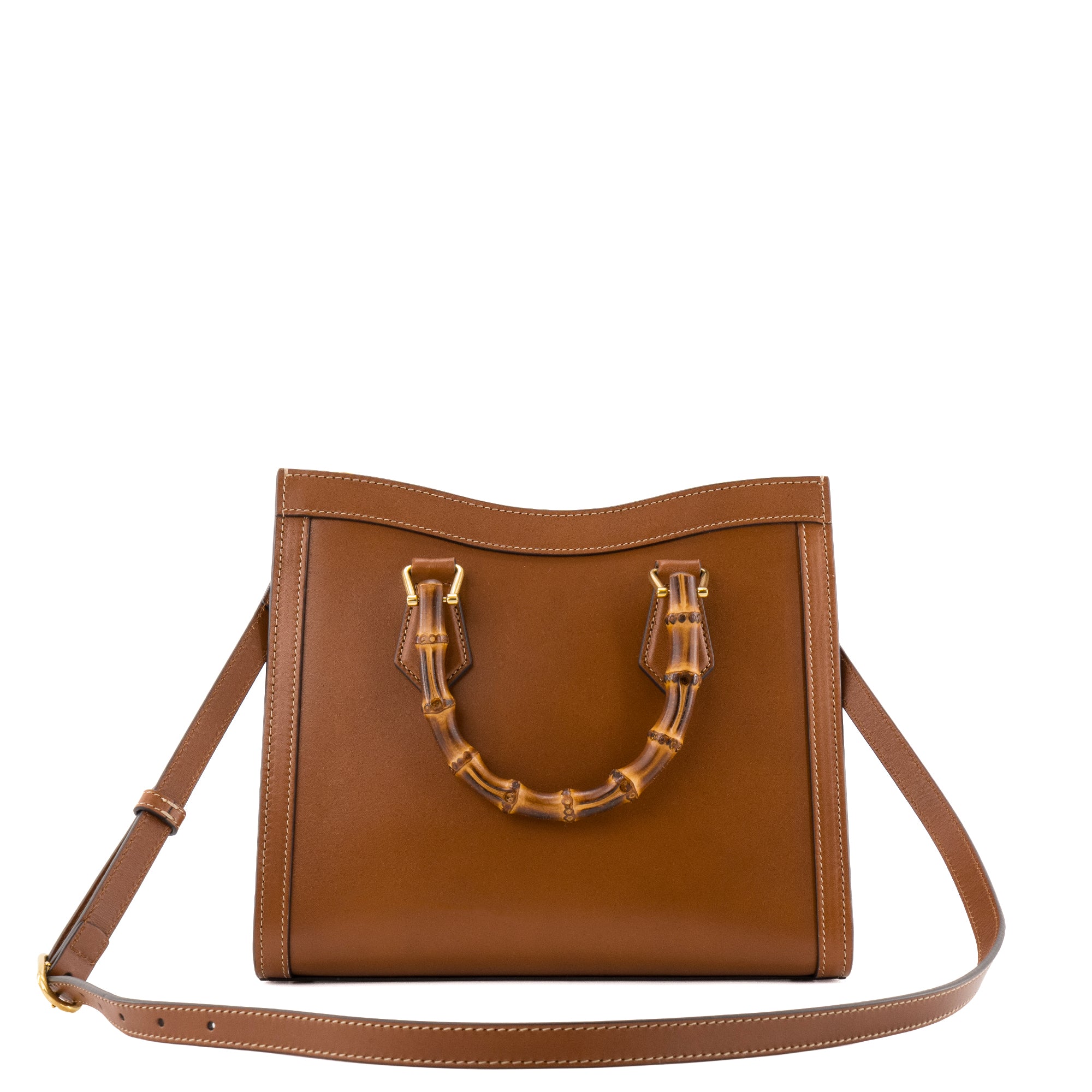 GUCCI - Sac à main Diana Gucci en cuir lisse marron