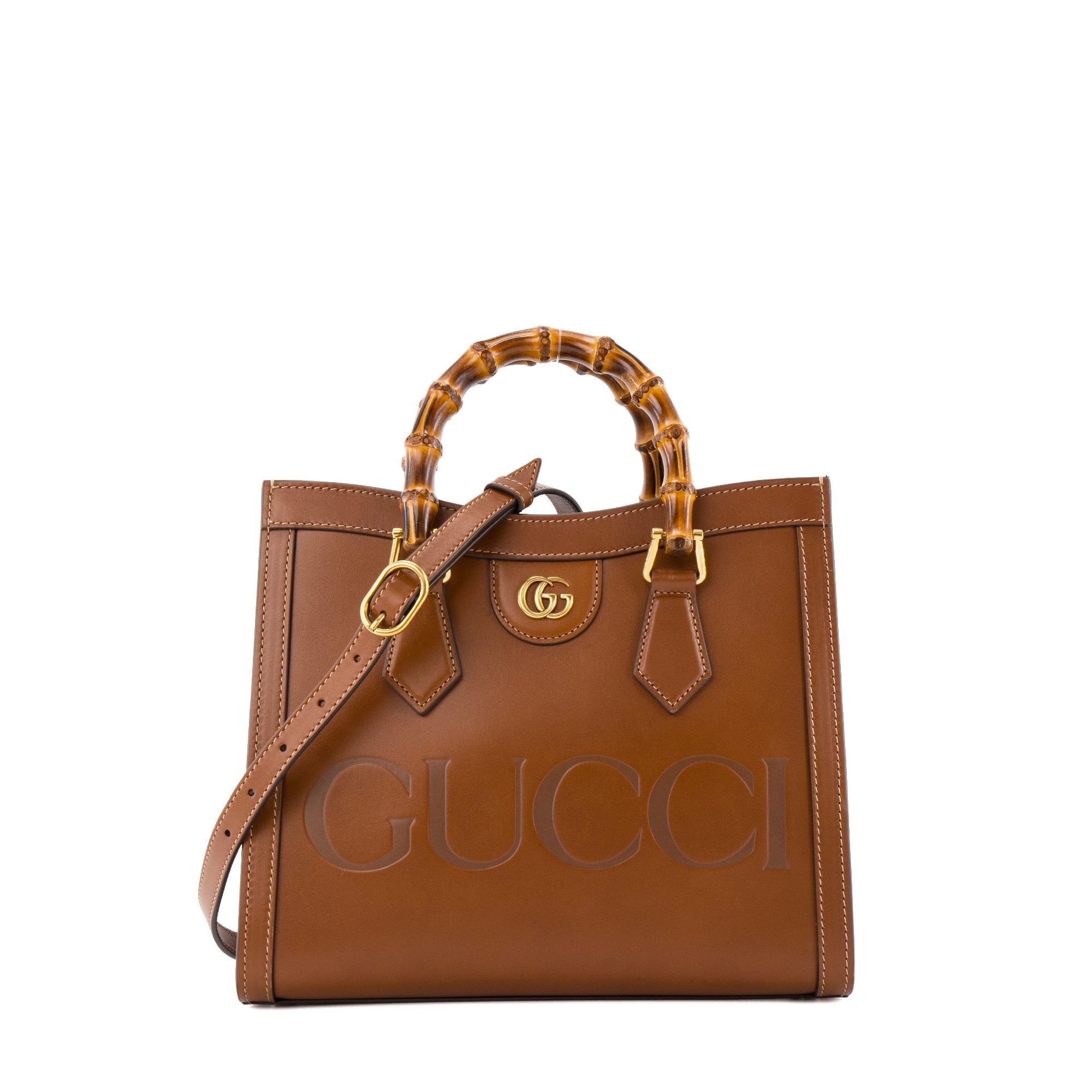 GUCCI - Sac à main Diana Gucci en cuir lisse marron