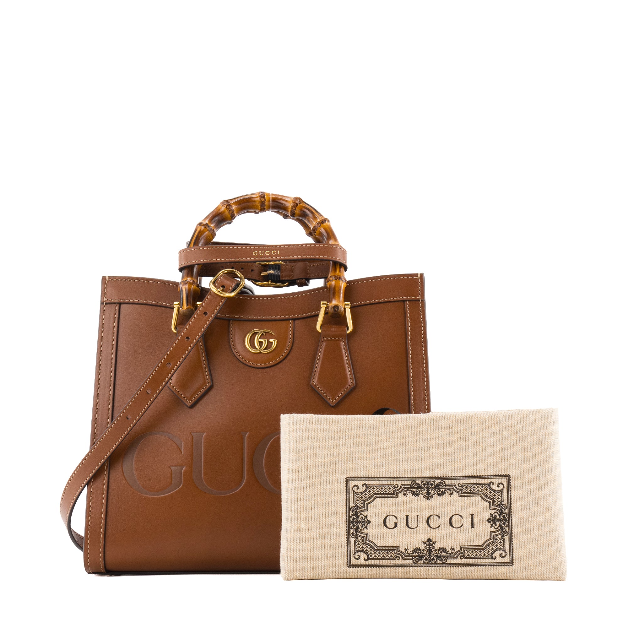 GUCCI - Sac à main Diana Gucci en cuir lisse marron