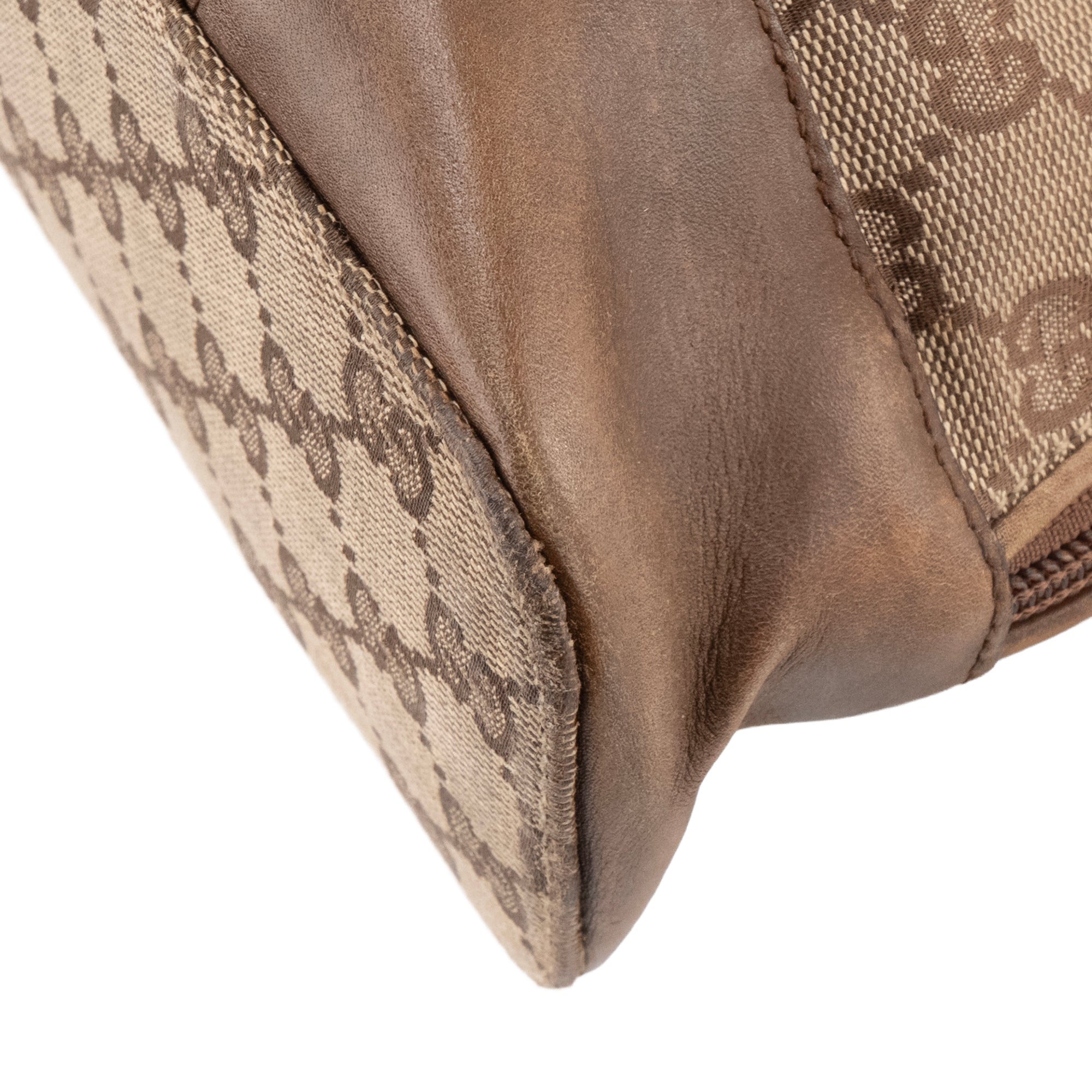 GUCCI - Sac à main Gucci en toile monogrammée et cuir marron vintage