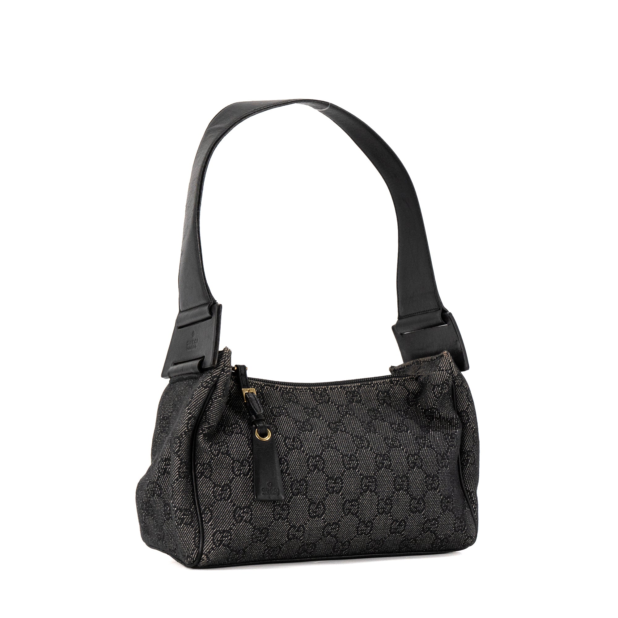 GUCCI - Sac à main Zip Hobo Gucci en toile monogrammée et cuir lisse noir