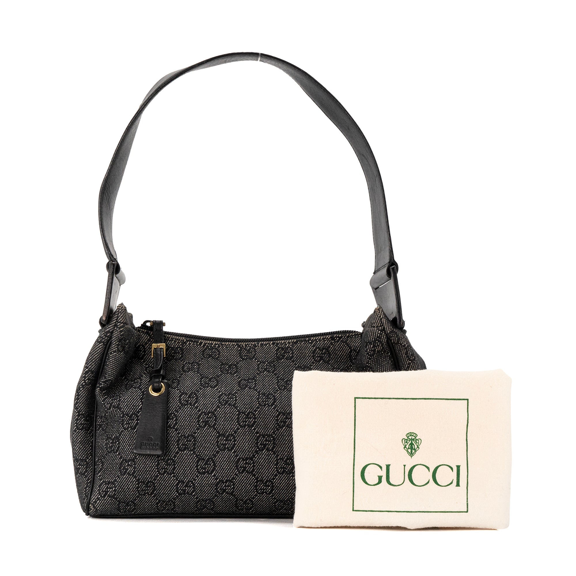 GUCCI - Sac à main Zip Hobo Gucci en toile monogrammée et cuir lisse noir