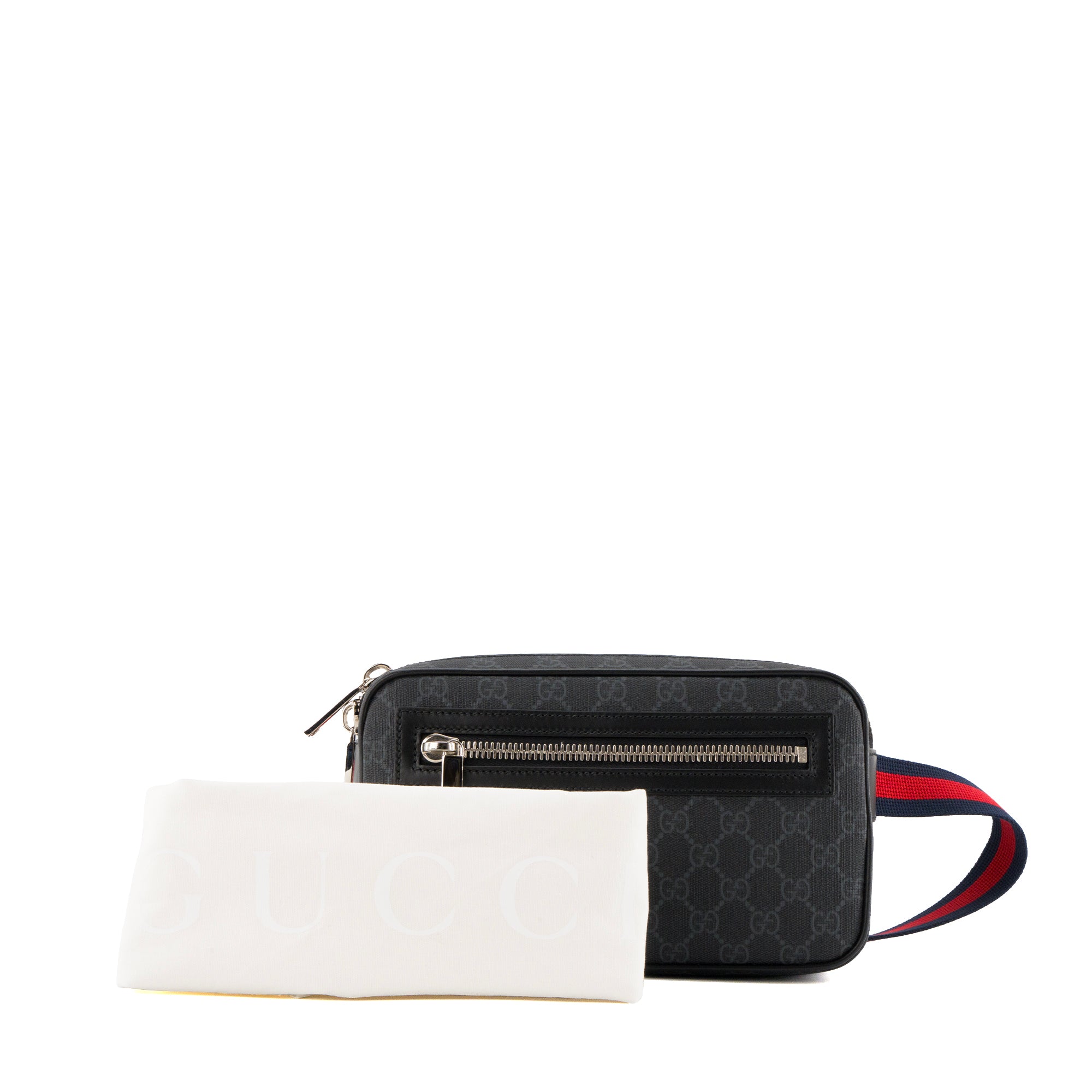 GUCCI - Sac banane Gucci en toile enduite monogrammée noire et grise