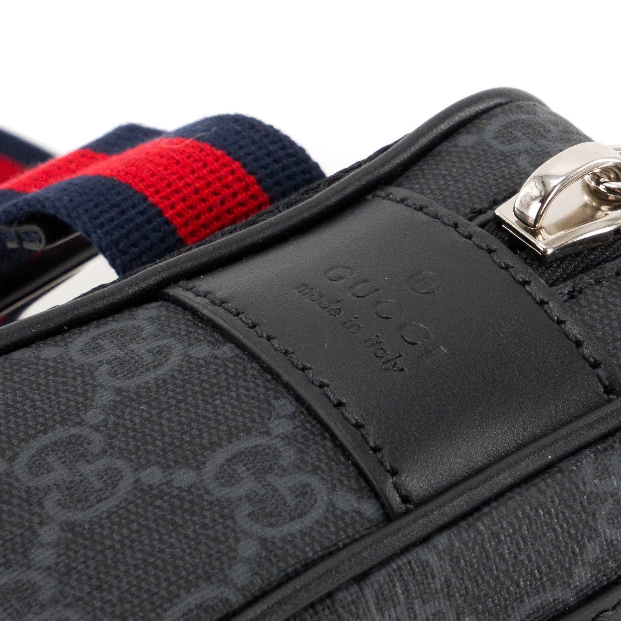 GUCCI - Sac banane Gucci en toile enduite monogrammée noire et grise