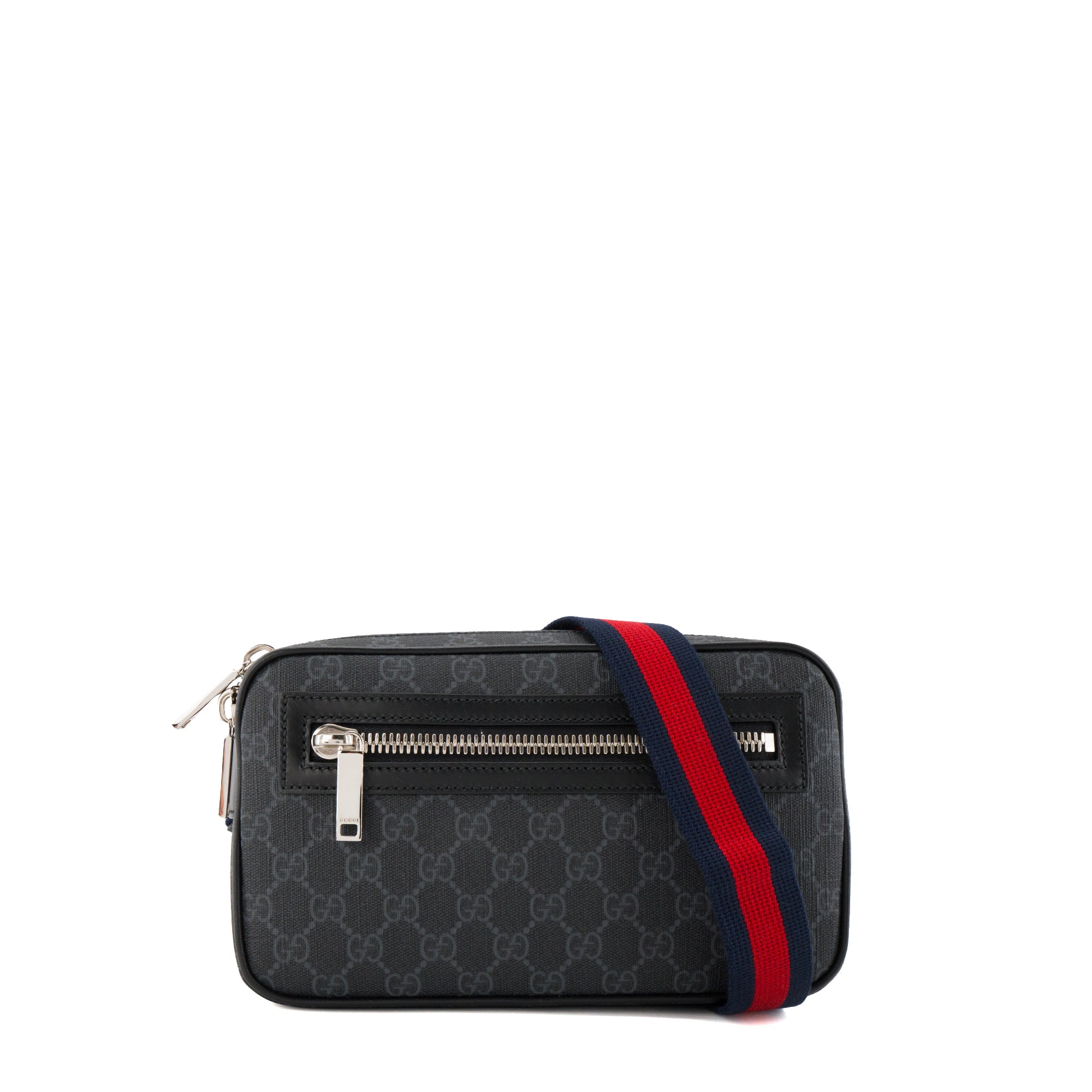 GUCCI - Sac banane Gucci en toile enduite monogrammée noire et grise