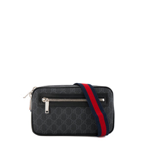 GUCCI - Sac banane Gucci en toile enduite monogrammée noire et grise
