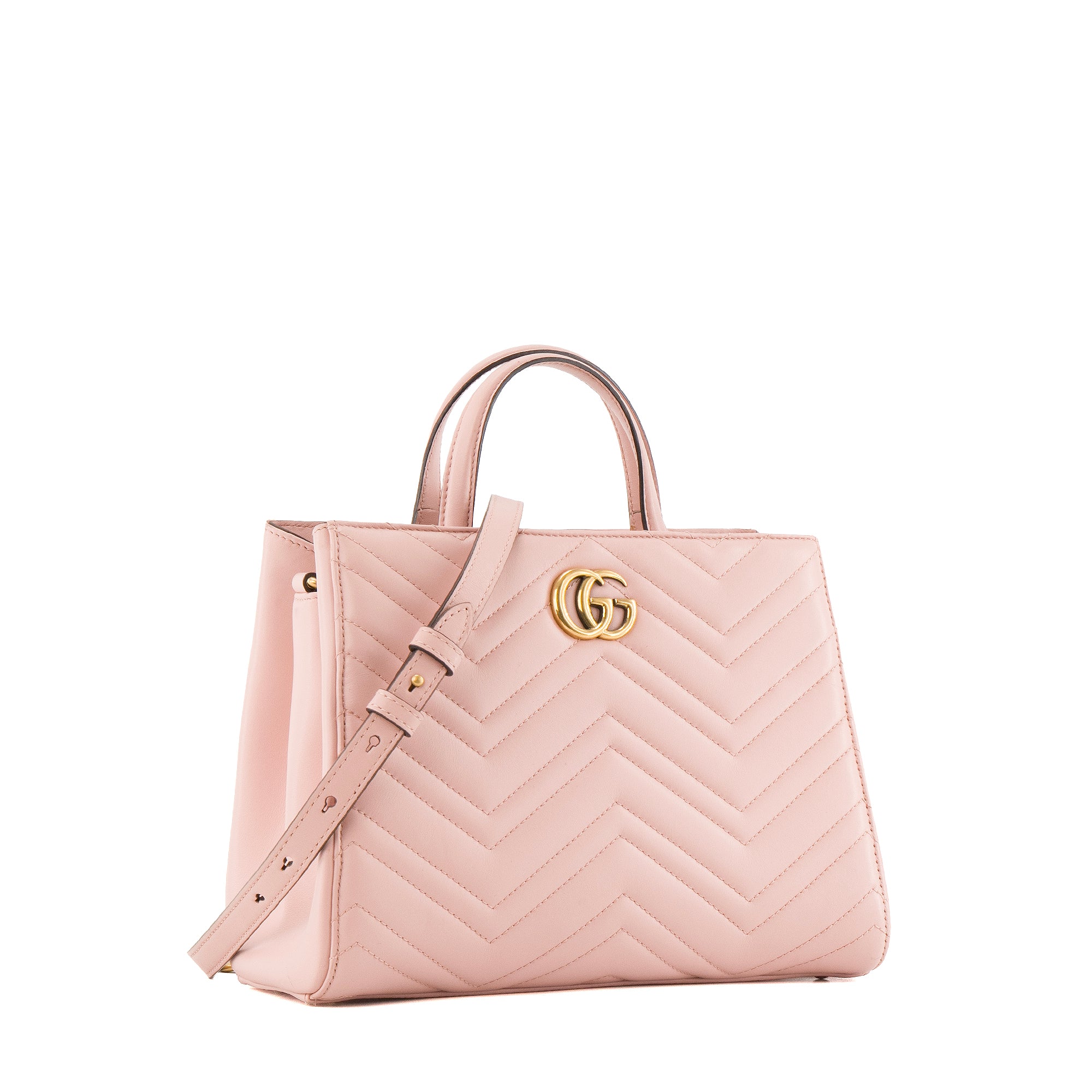 GUCCI - Sac bandoulière Shopping GG Marmont Gucci en cuir rose