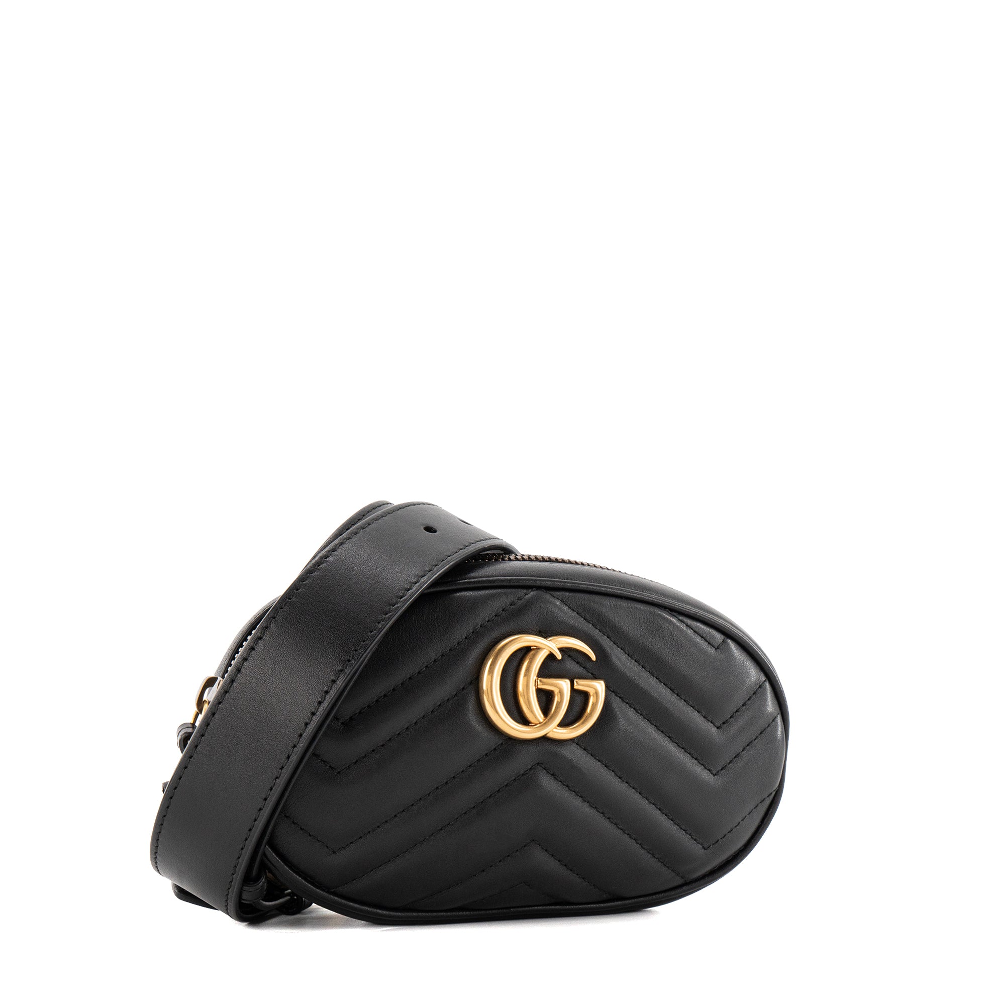 GUCCI - Sac ceinture GG Marmont Gucci en cuir lisse noir (T75)