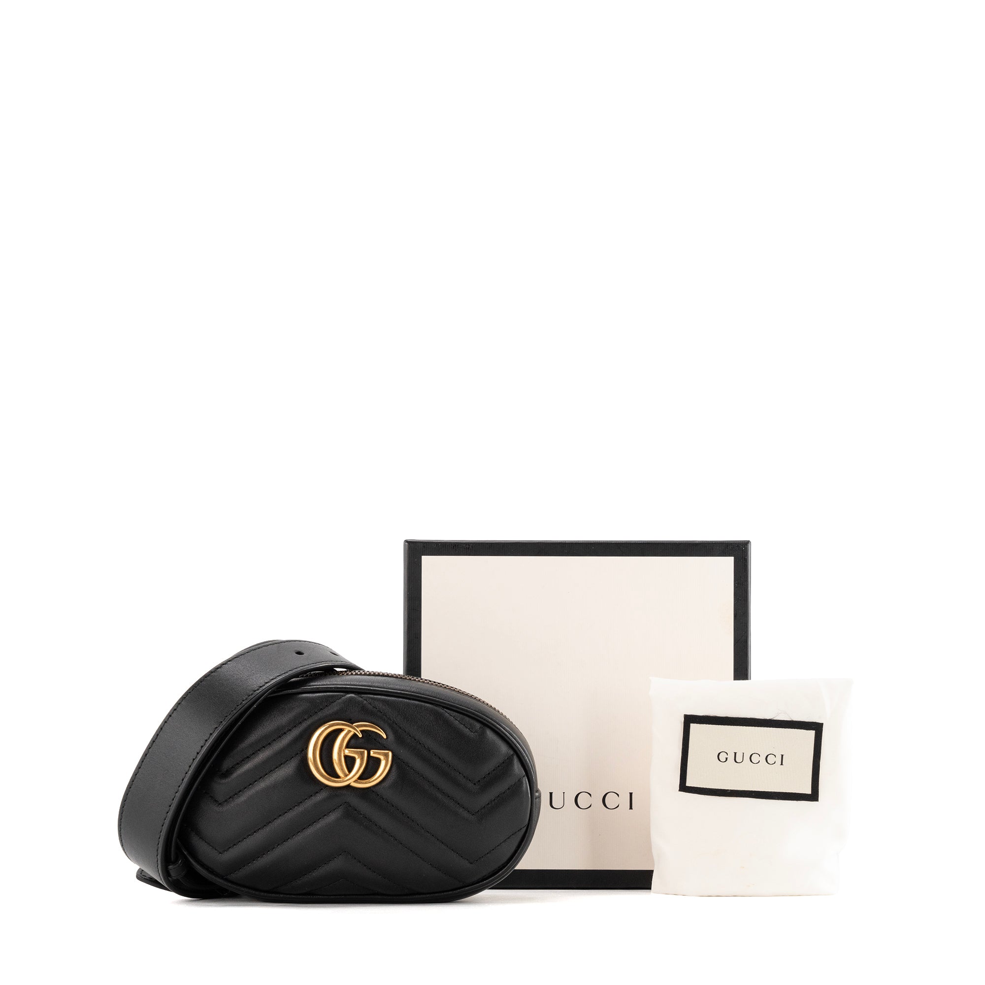 GUCCI - Sac ceinture GG Marmont Gucci en cuir lisse noir (T75)