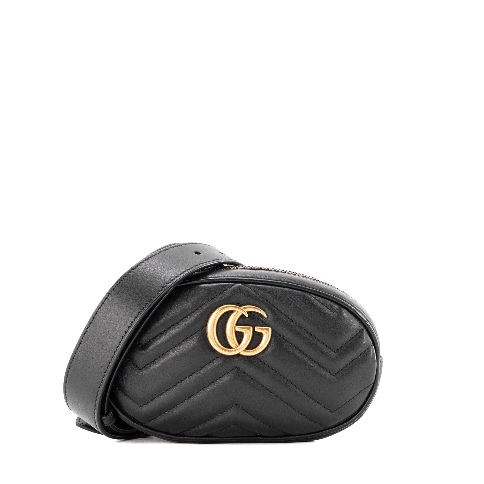 GUCCI - Sac ceinture GG Marmont Gucci en cuir lisse noir (T75)