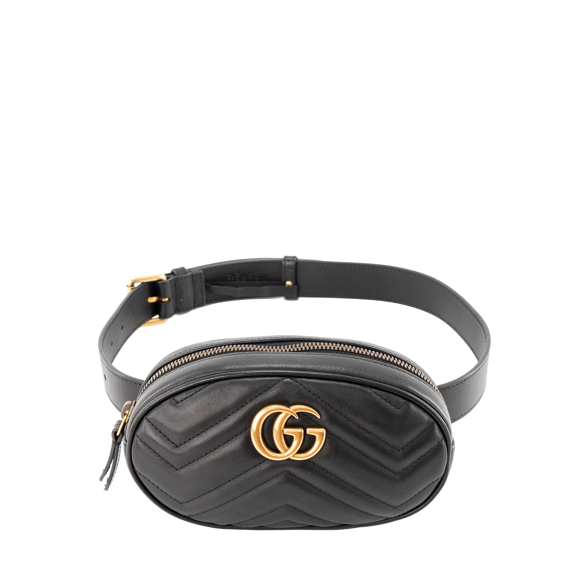 GUCCI - Sac ceinture GG Marmont Gucci en cuir lisse noir (T75)