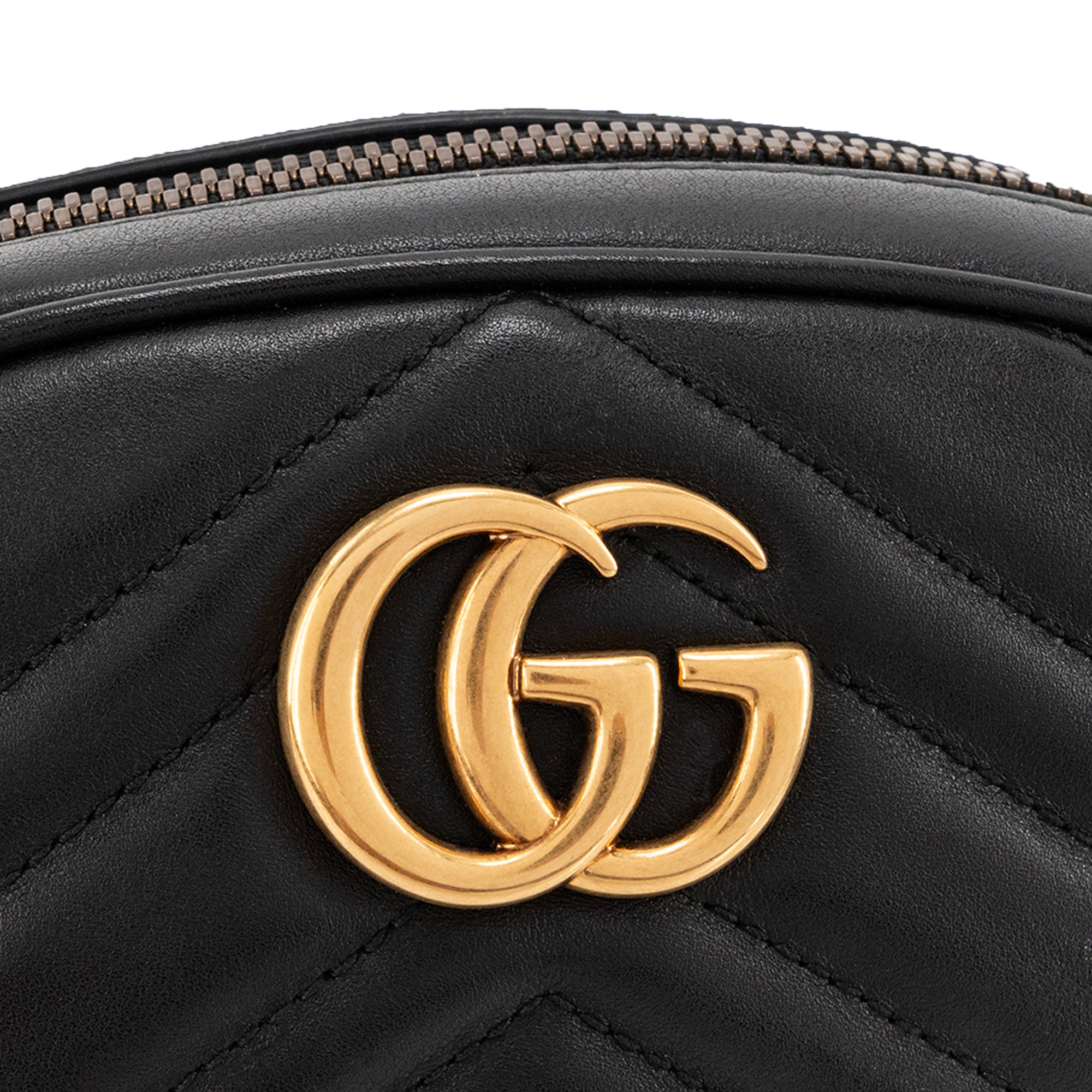 GUCCI - Sac ceinture GG Marmont Gucci en cuir lisse noir (T75)