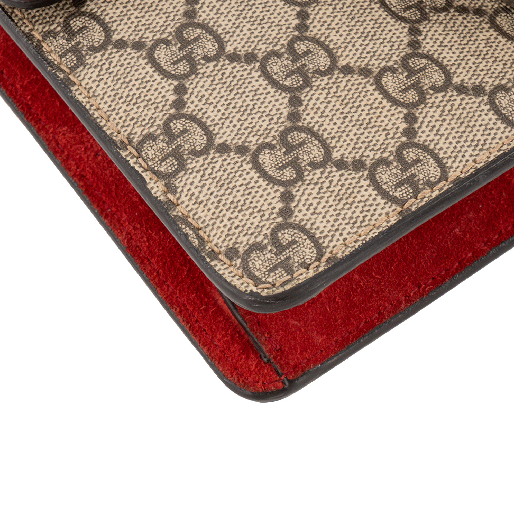 GUCCI - Sac à bandoulière Dionysus PM Gucci en toile enduite et daim rouge