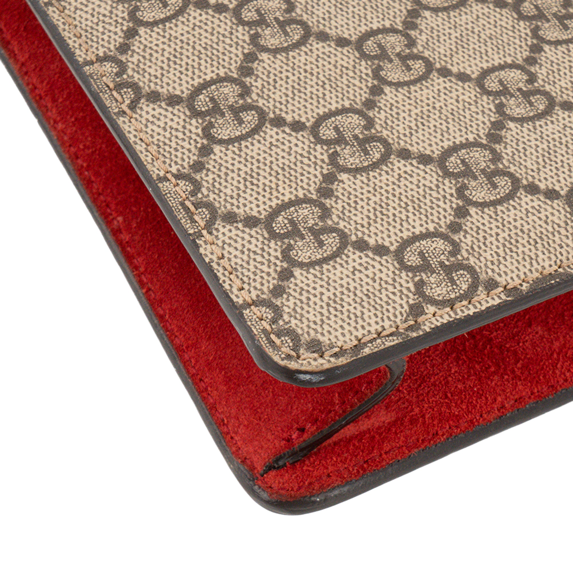 GUCCI - Sac à bandoulière Dionysus PM Gucci en toile enduite et daim rouge