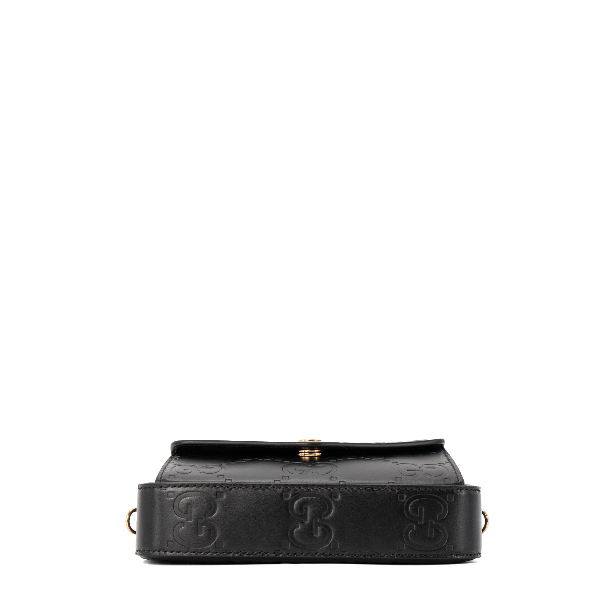 GUCCI - Sac à bandoulière Gilbert Gucci en cuir embossé noir