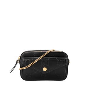 GUCCI - Sac à bandoulière Gilbert Gucci en cuir embossé noir