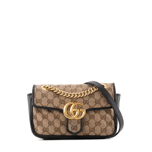 GUCCI - Sac à bandoulière Marmont small Gucci en toile et cuir noir
