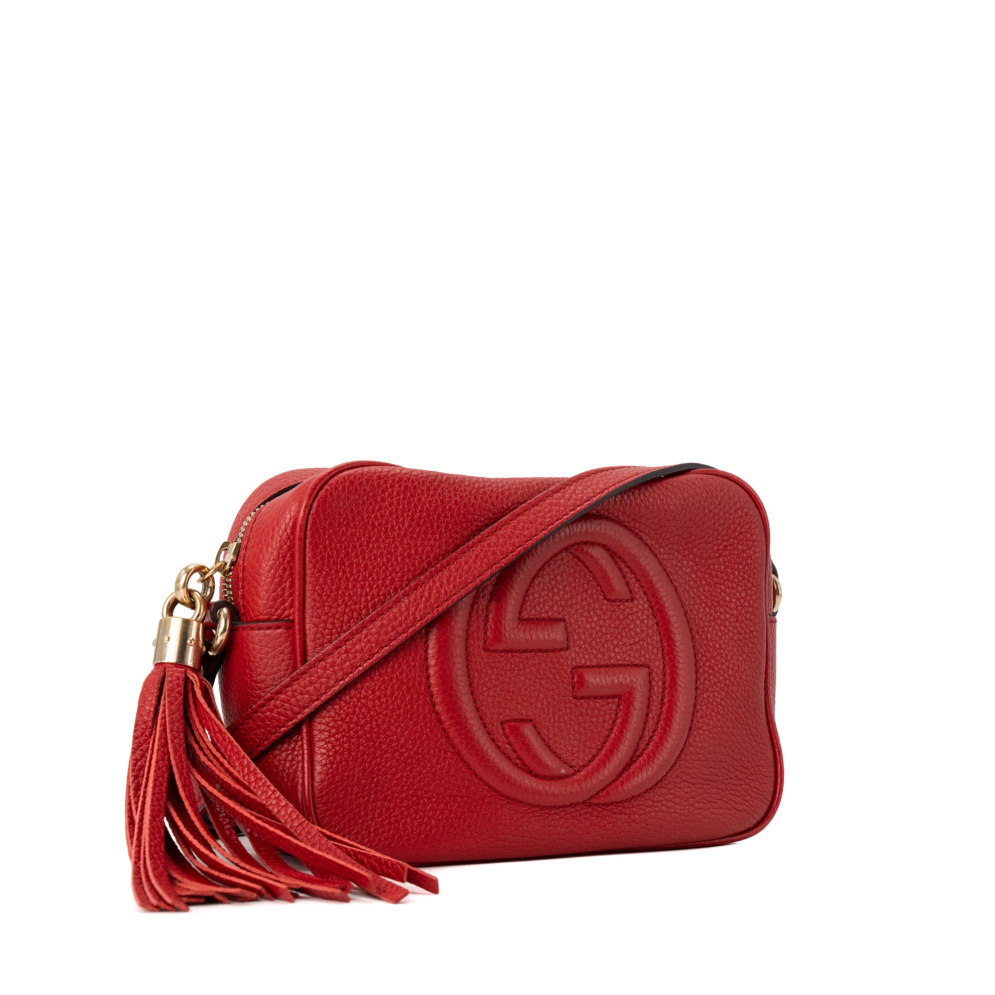 GUCCI - Sac à bandoulière Soho Gucci en cuir grainé rouge