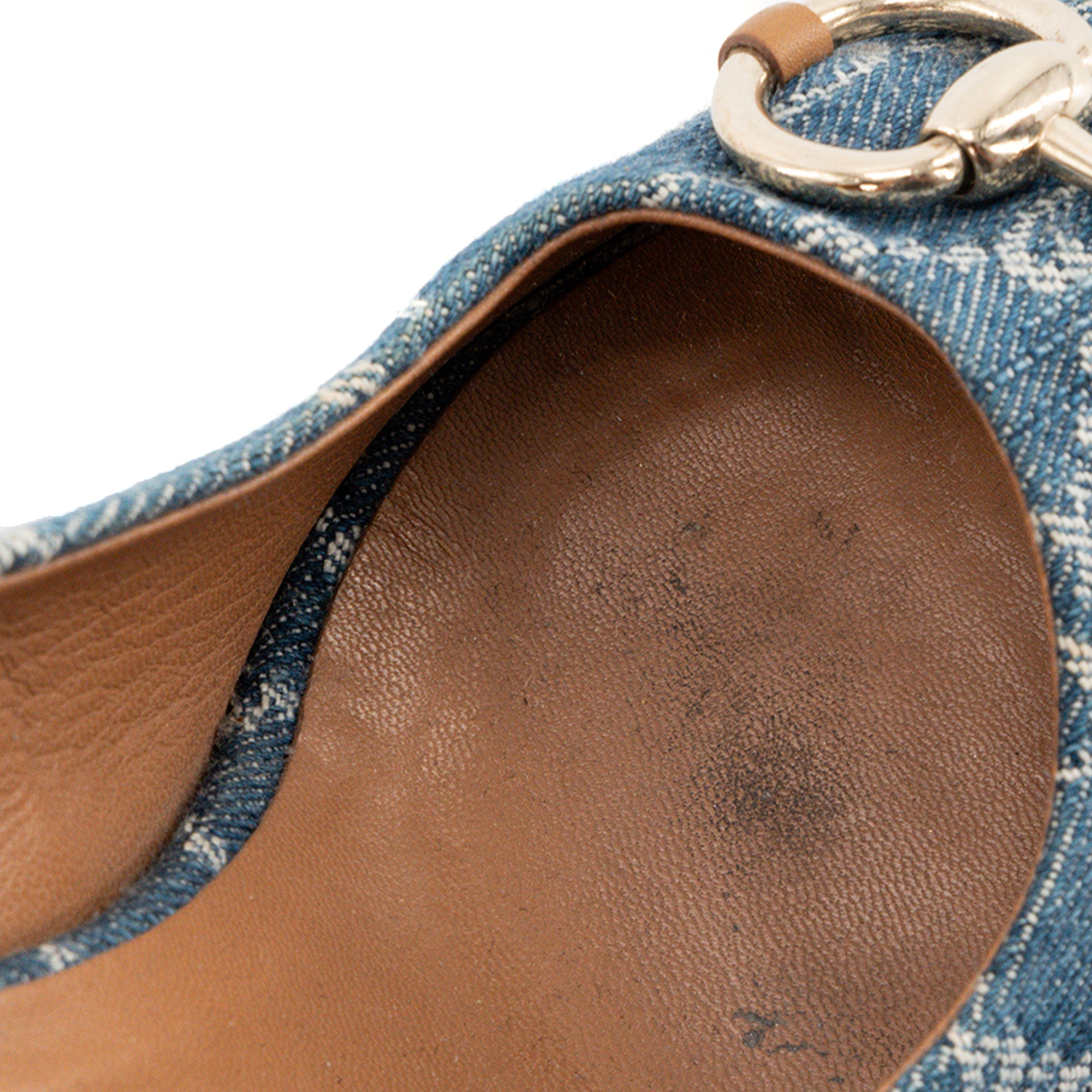 GUCCI - Sandales compensées Gucci en denim monogrammée bleu (T39)