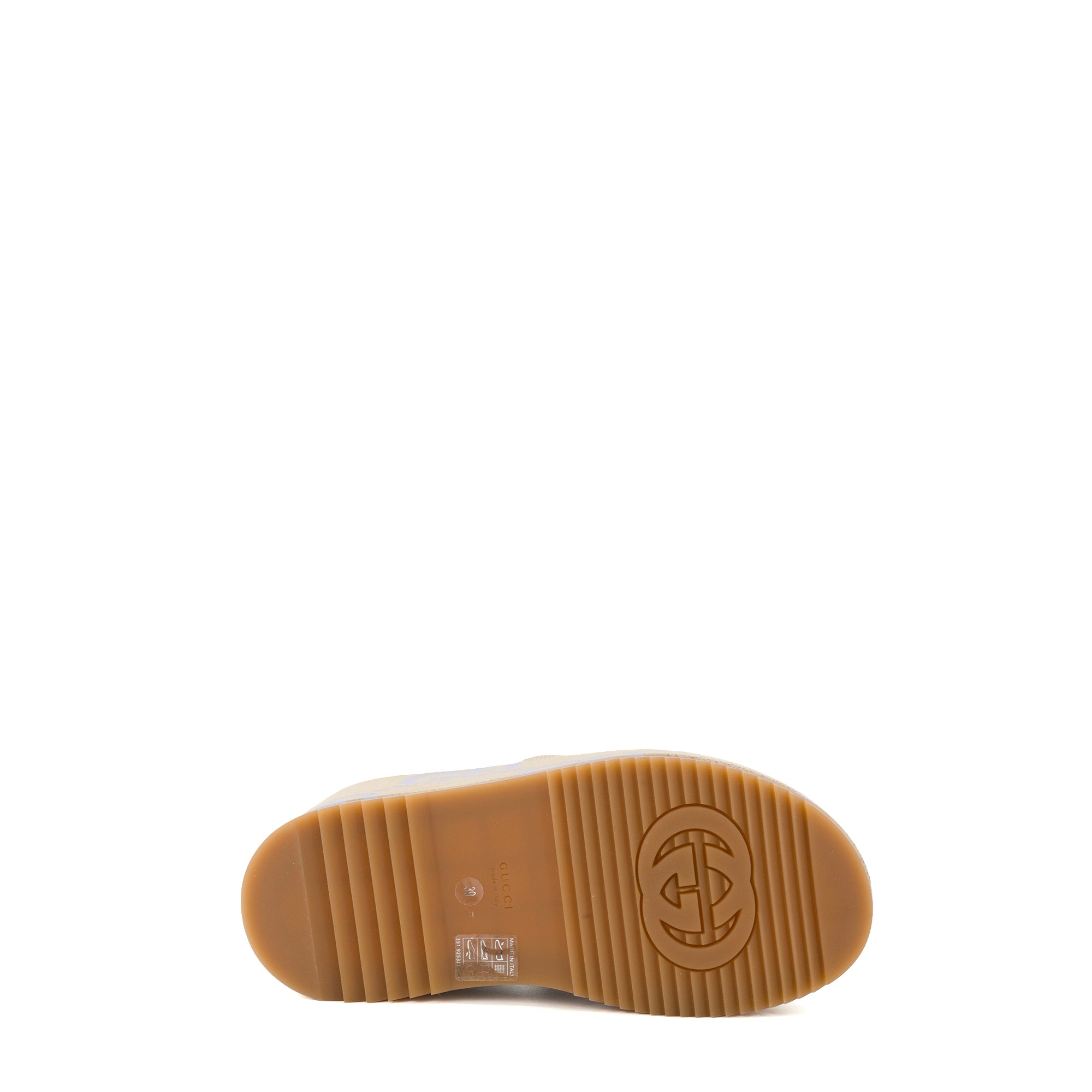 GUCCI - Sandales compensées Gucci en toile GG maxi beige et violette (T39)